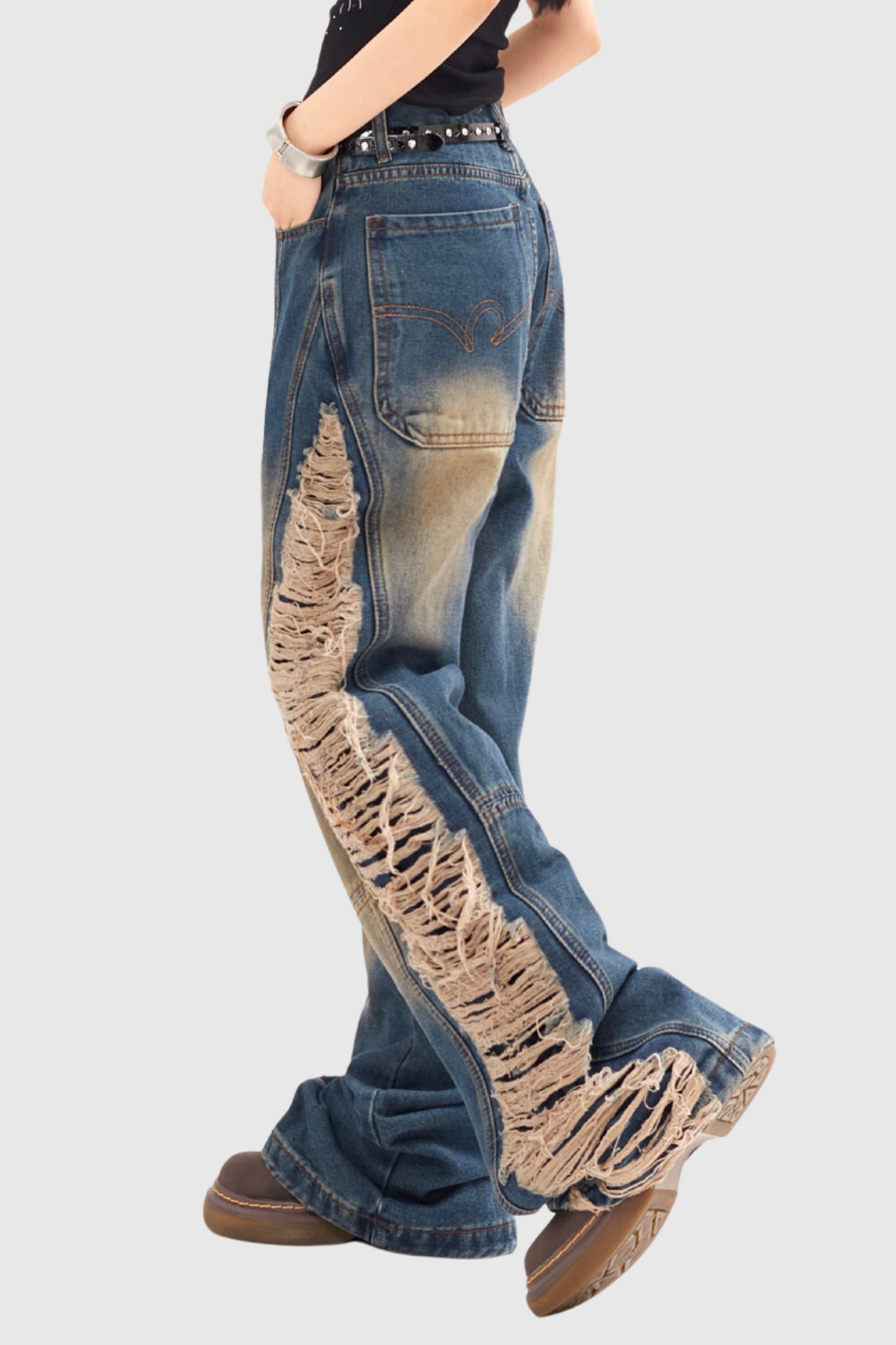 Abie Saçaklı Yırtık Hayley Jeans