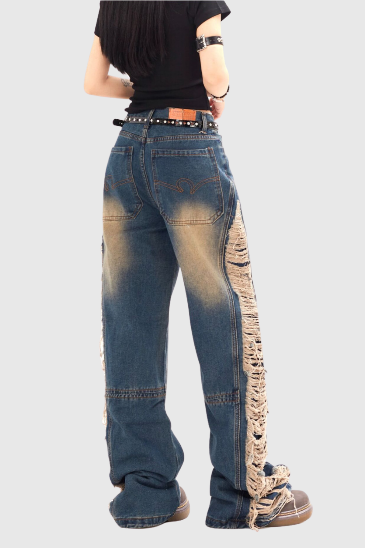 Abie Saçaklı Yırtık Hayley Jeans