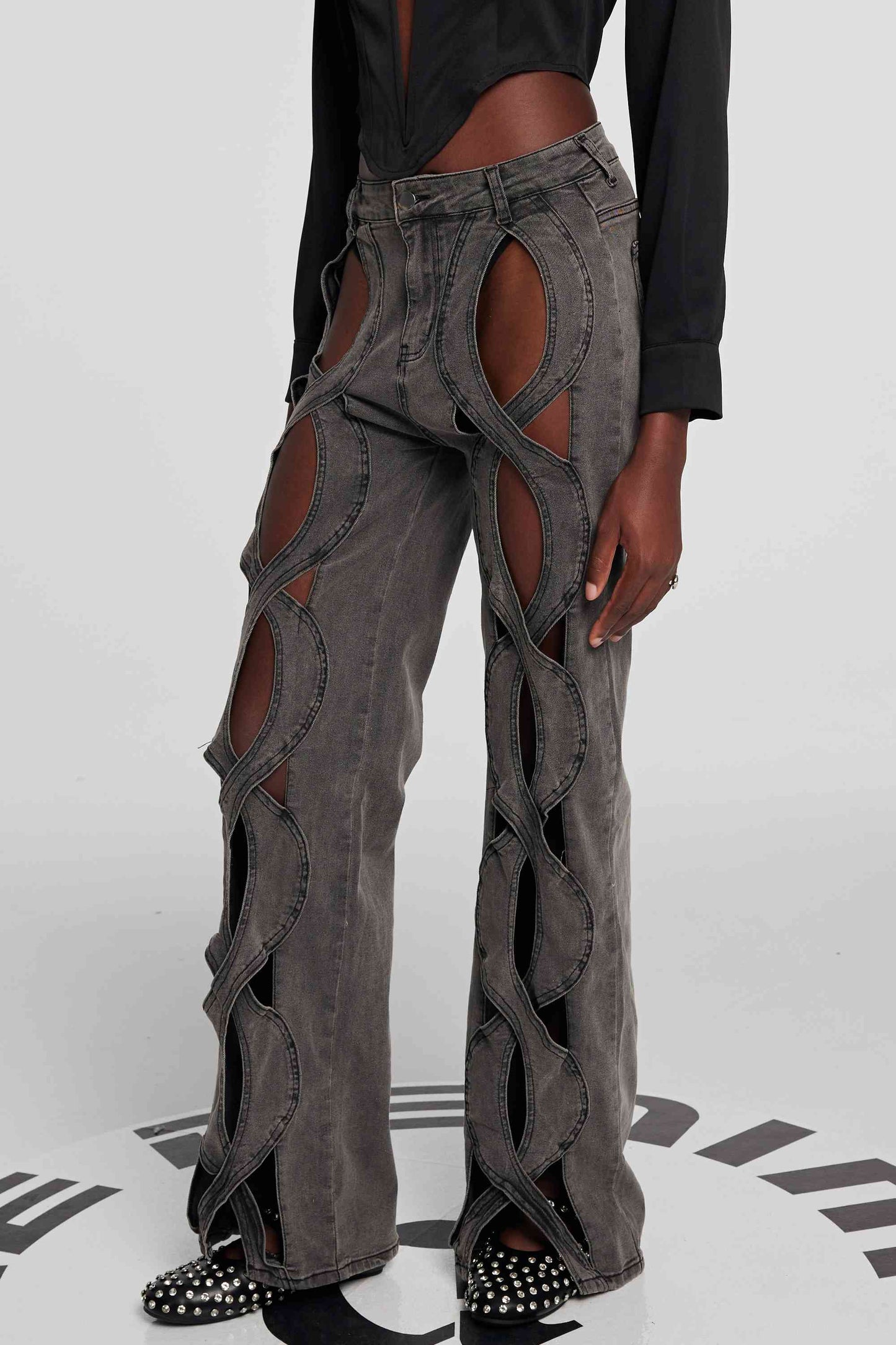 Abigail Hollow Denim Jeans Siyah