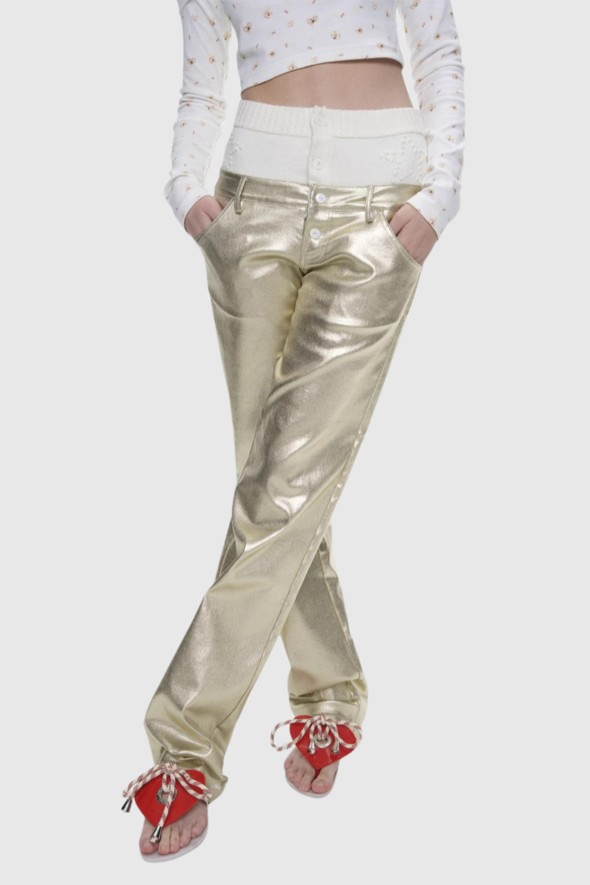 Acelynn Deconstruct Metalik Pantolon
