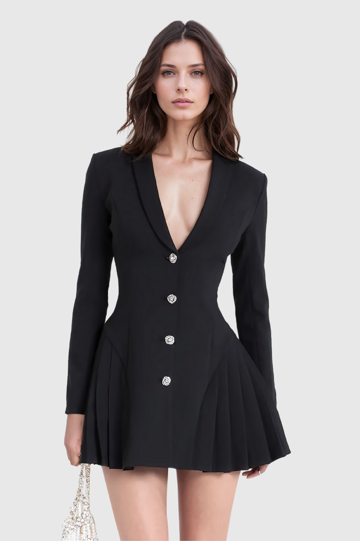 Acosta Dalma Plise Blazer Mini Elbise Siyah