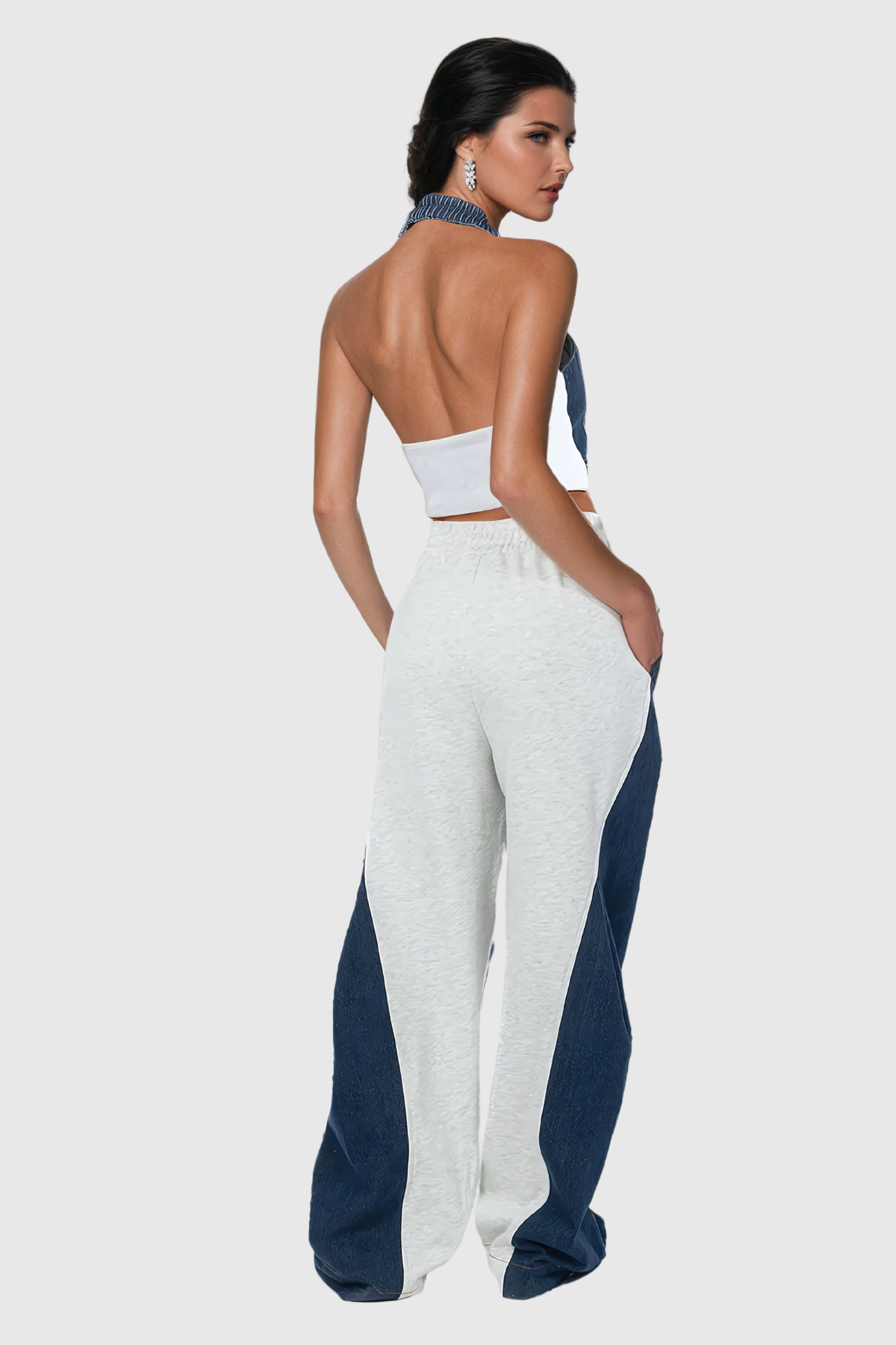 Adams Boyundan Bağlamalı Deconstruct Denim Pantolon Takım