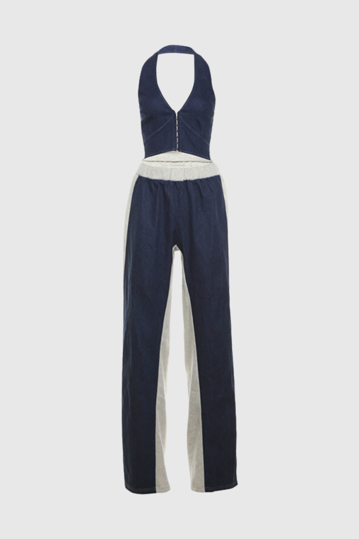 Adams Boyundan Bağlamalı Deconstruct Denim Pantolon Takım
