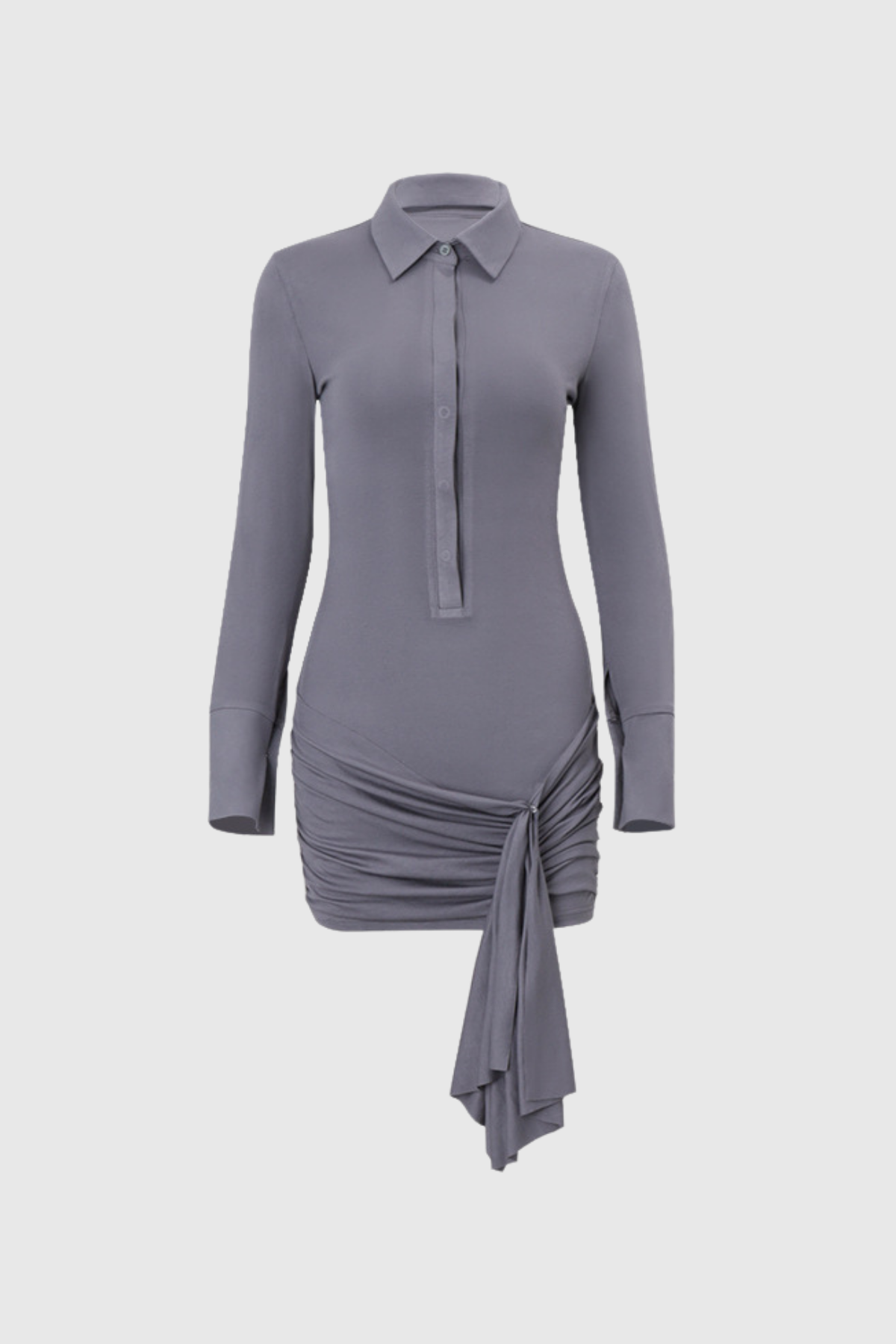 Akande Ruch Bağcıklı Bodycon Mini Elbise