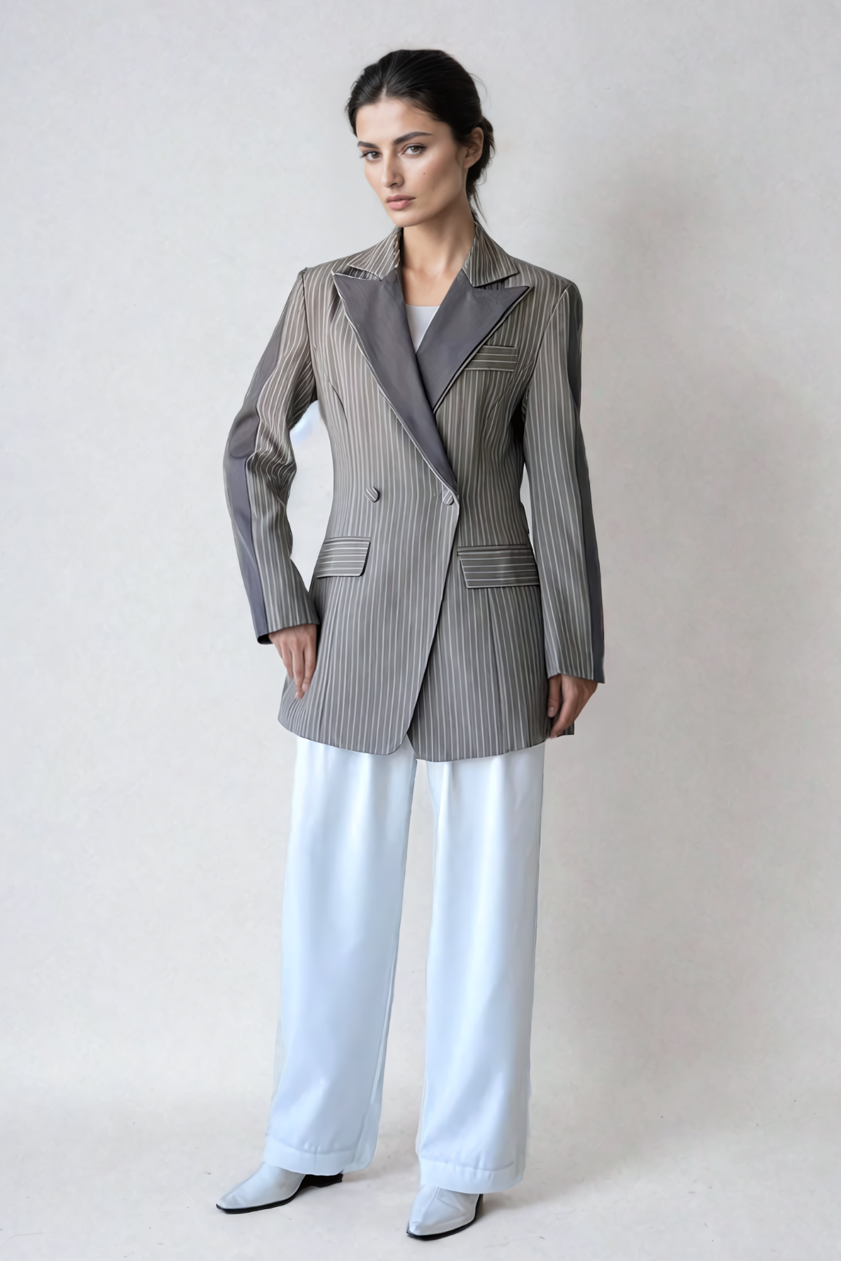 Alef Çizgili Yaka Blazer
