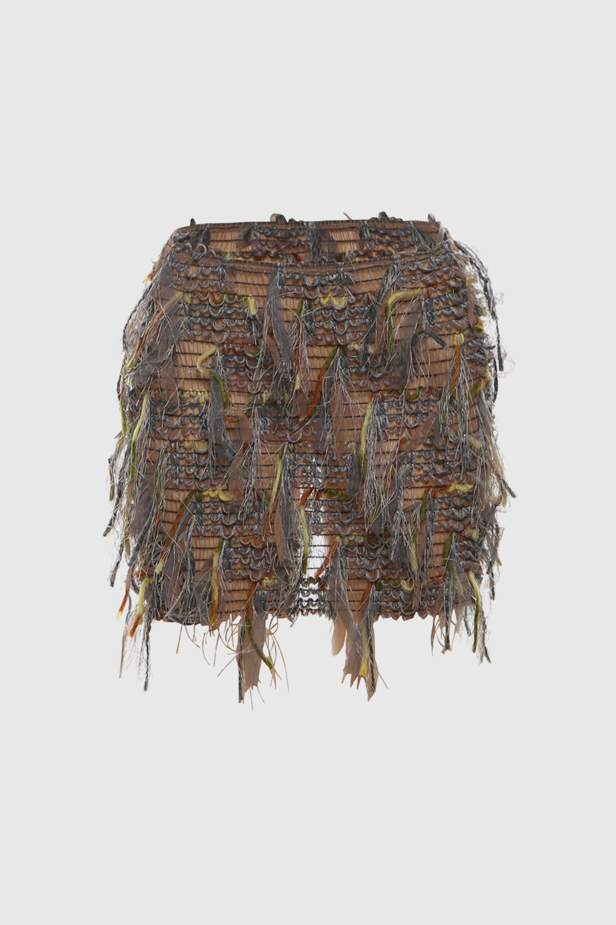 Alianna Püsküllü Çizgili Mini Etek