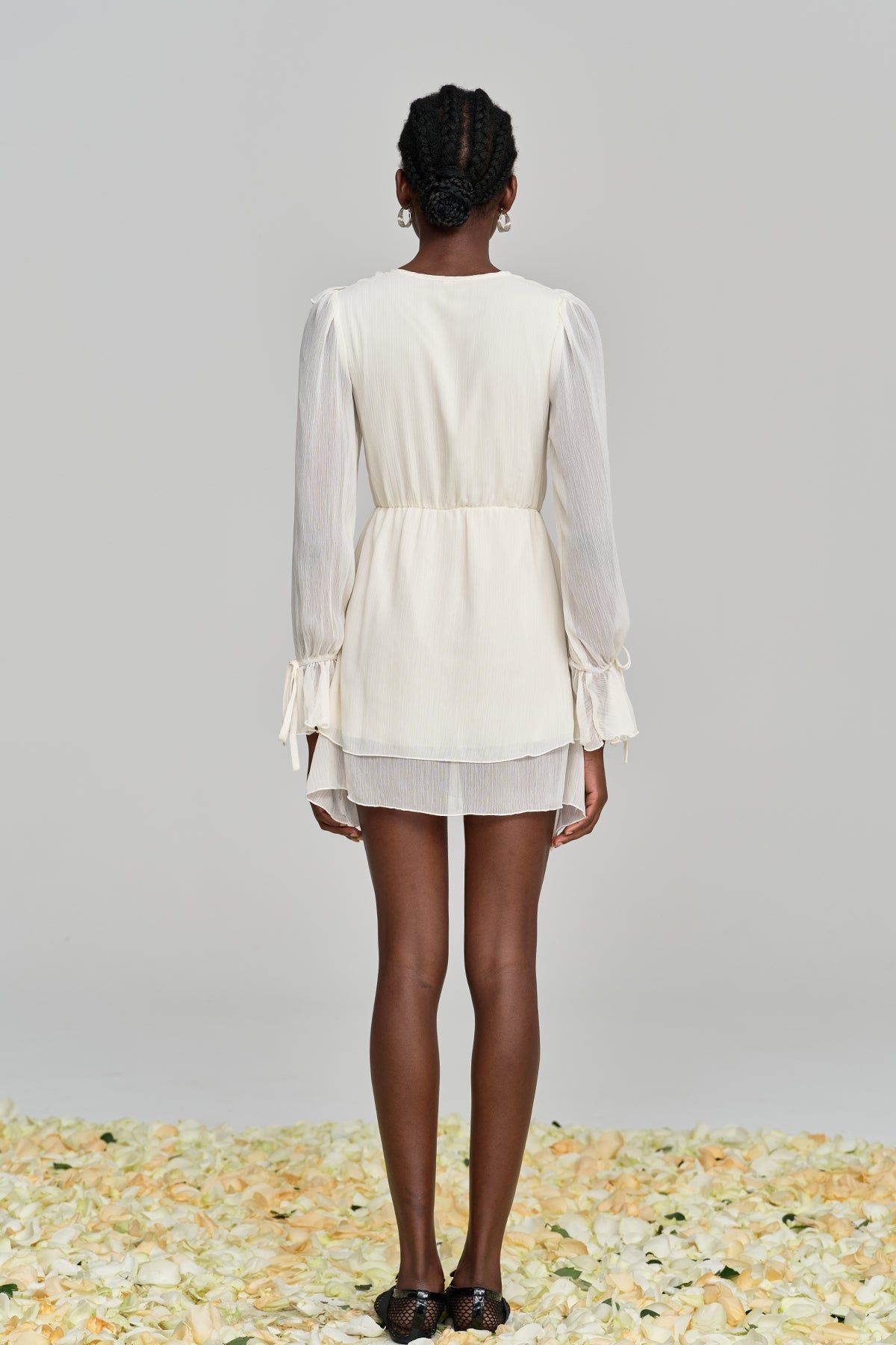 Amitabh Ruffle Lace Up File Mini Elbise