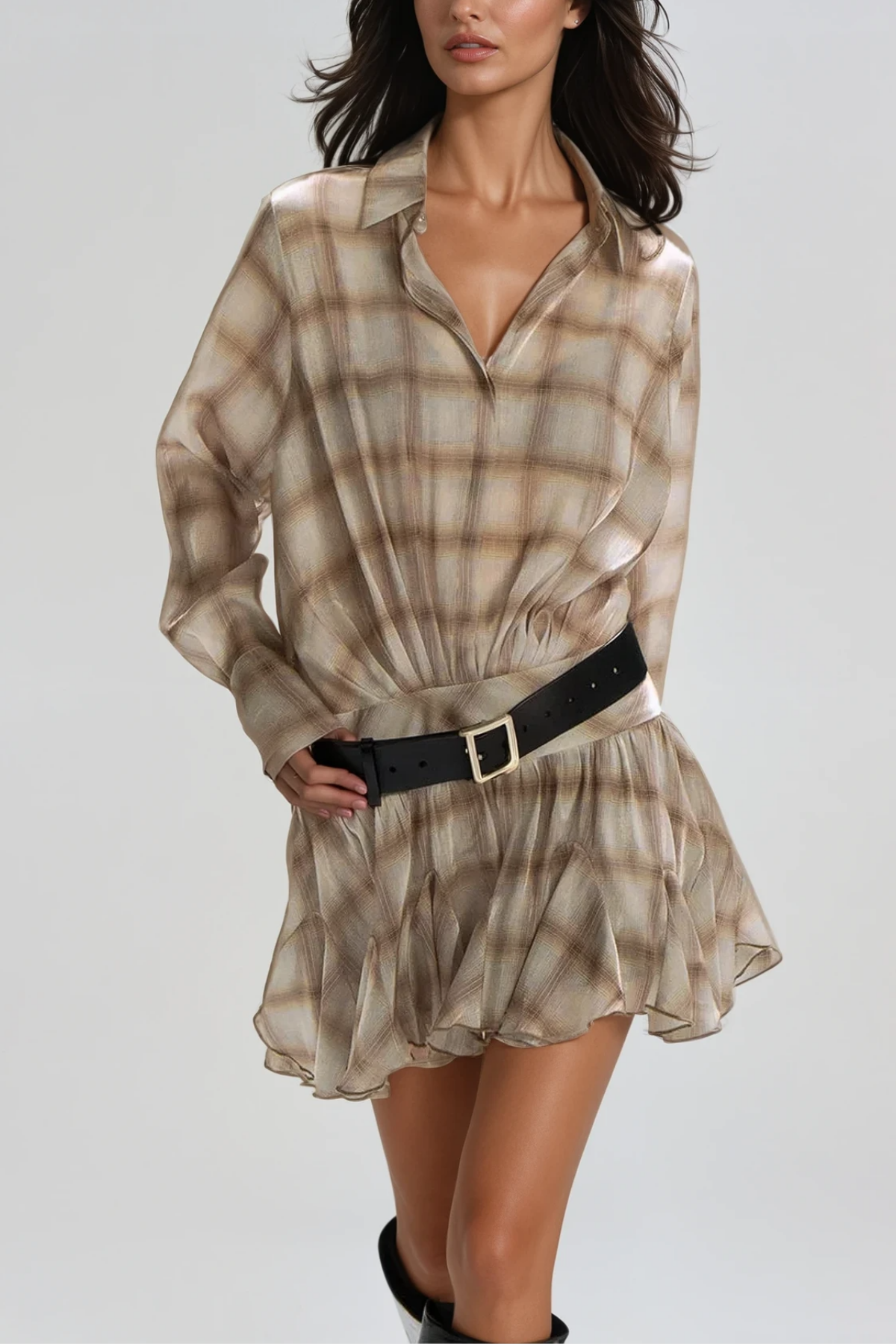 Ardal Grid Mini Elbise