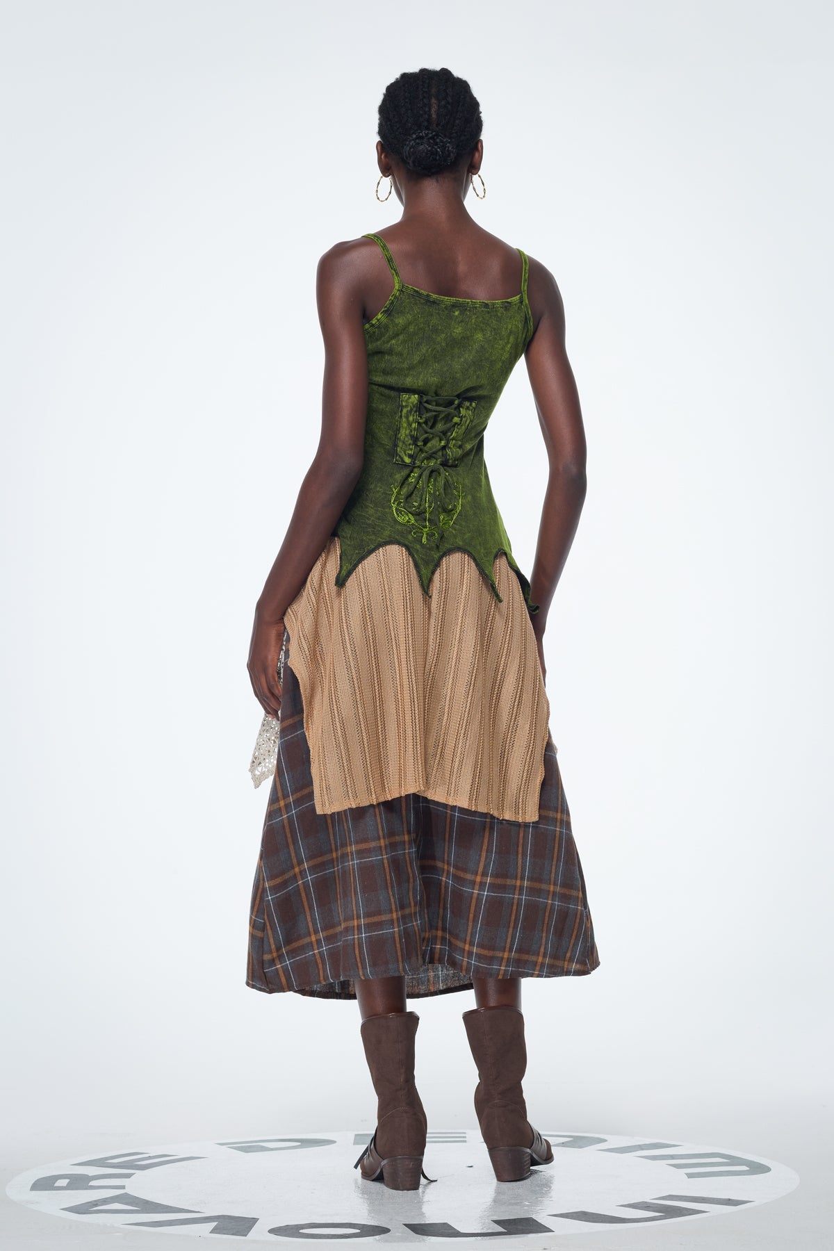 Baila Plaid Patchwork Uzun Etek