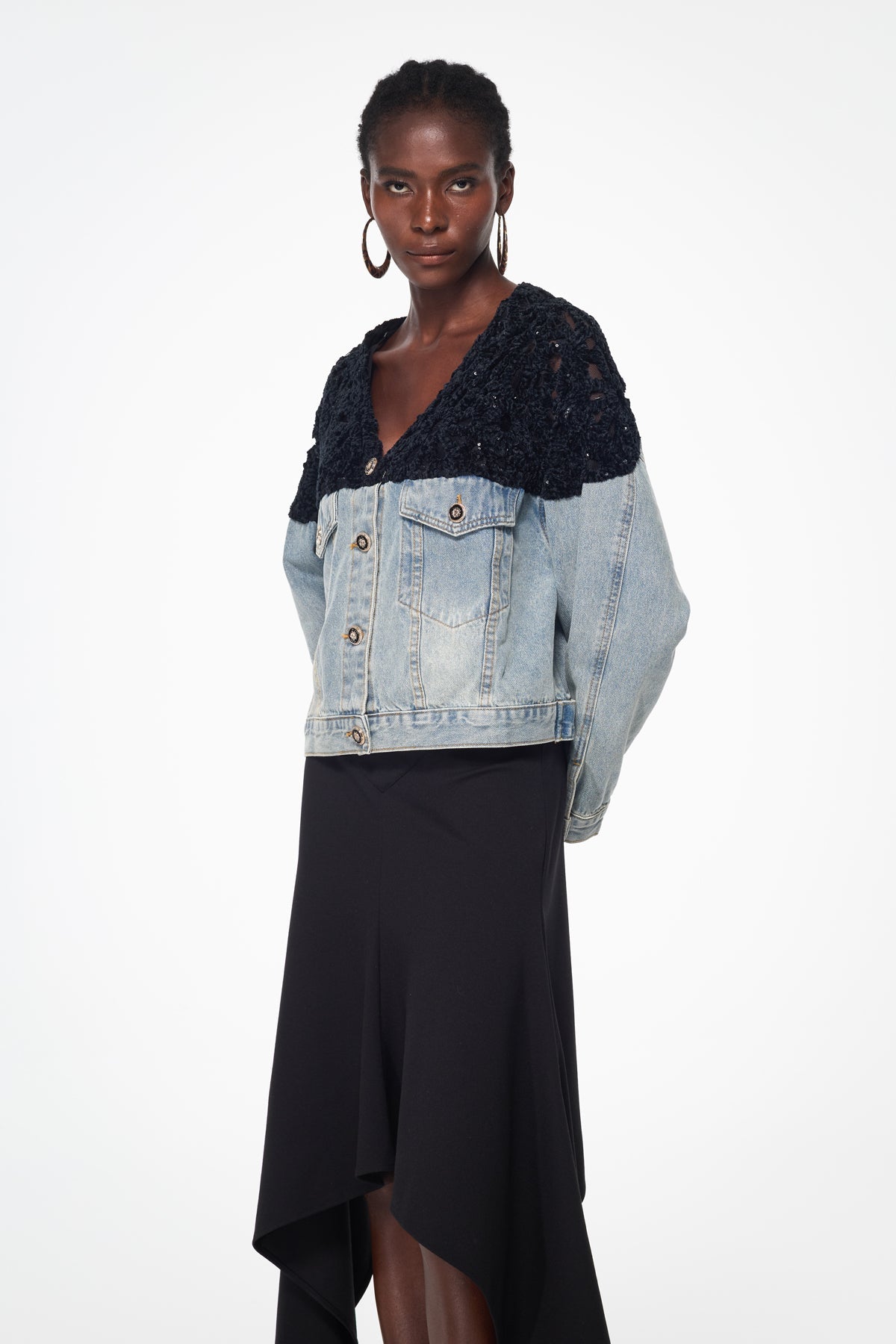 Bakhtiyar İşlemeli Payet Denim Ceket