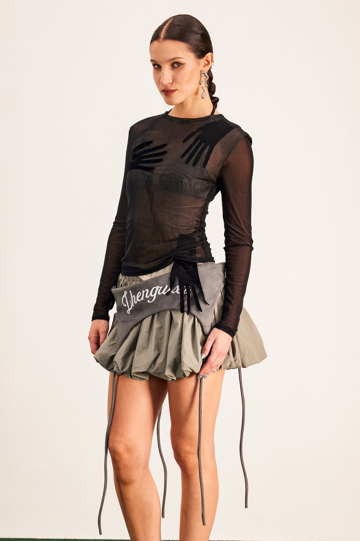 Banks Bodycon Mesh Crop Top Siyah