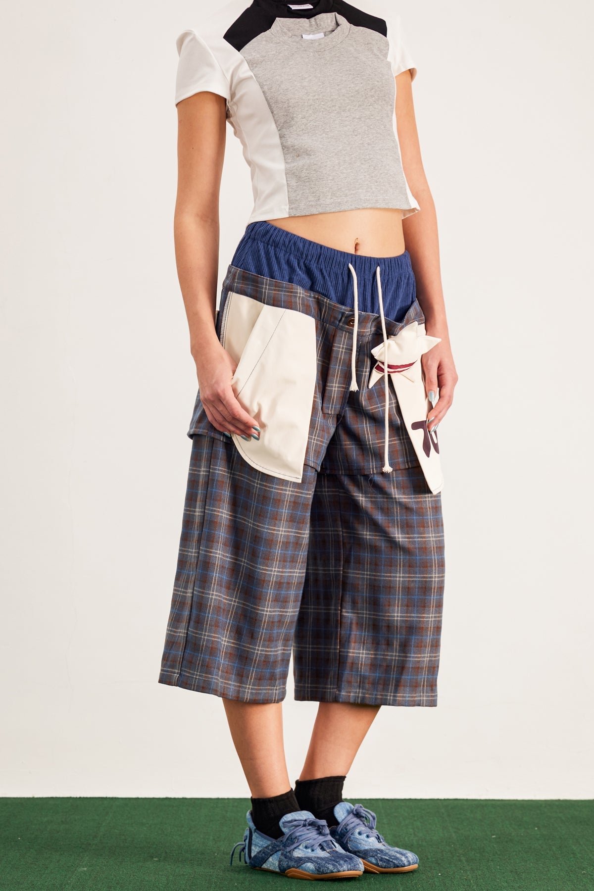 Baptiste Plaid Star Geniş Paça Pantolon