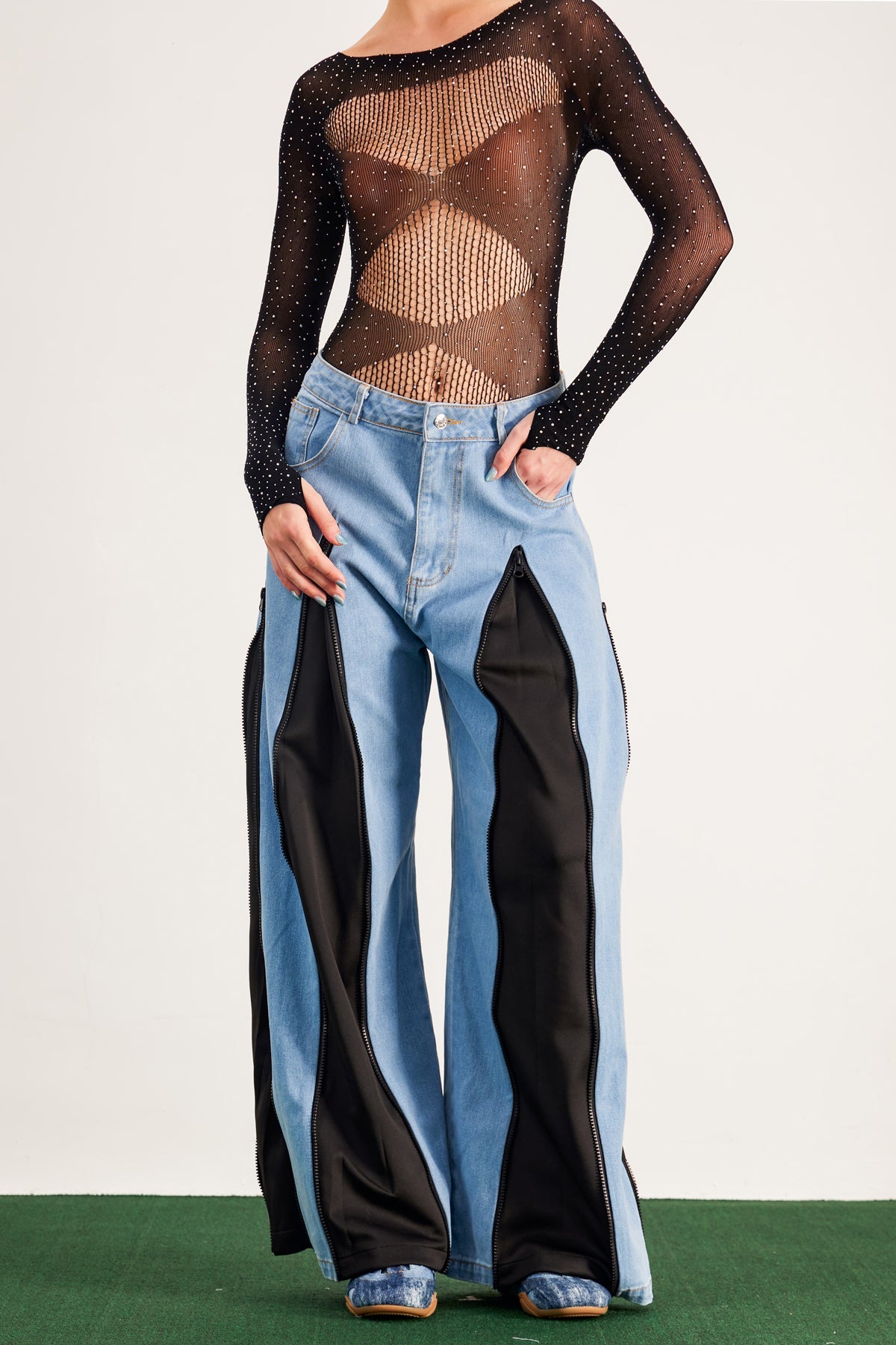 Barbe Bölünmüş Fermuarlı Kot Pantolon