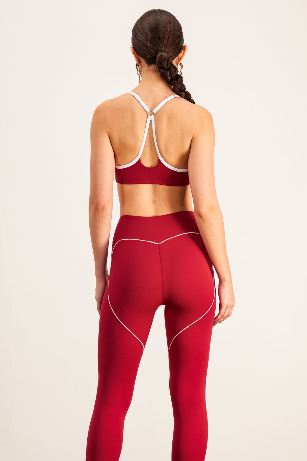 Barney Cutout Crop Bodycon Tayt Takımı Kırmızı