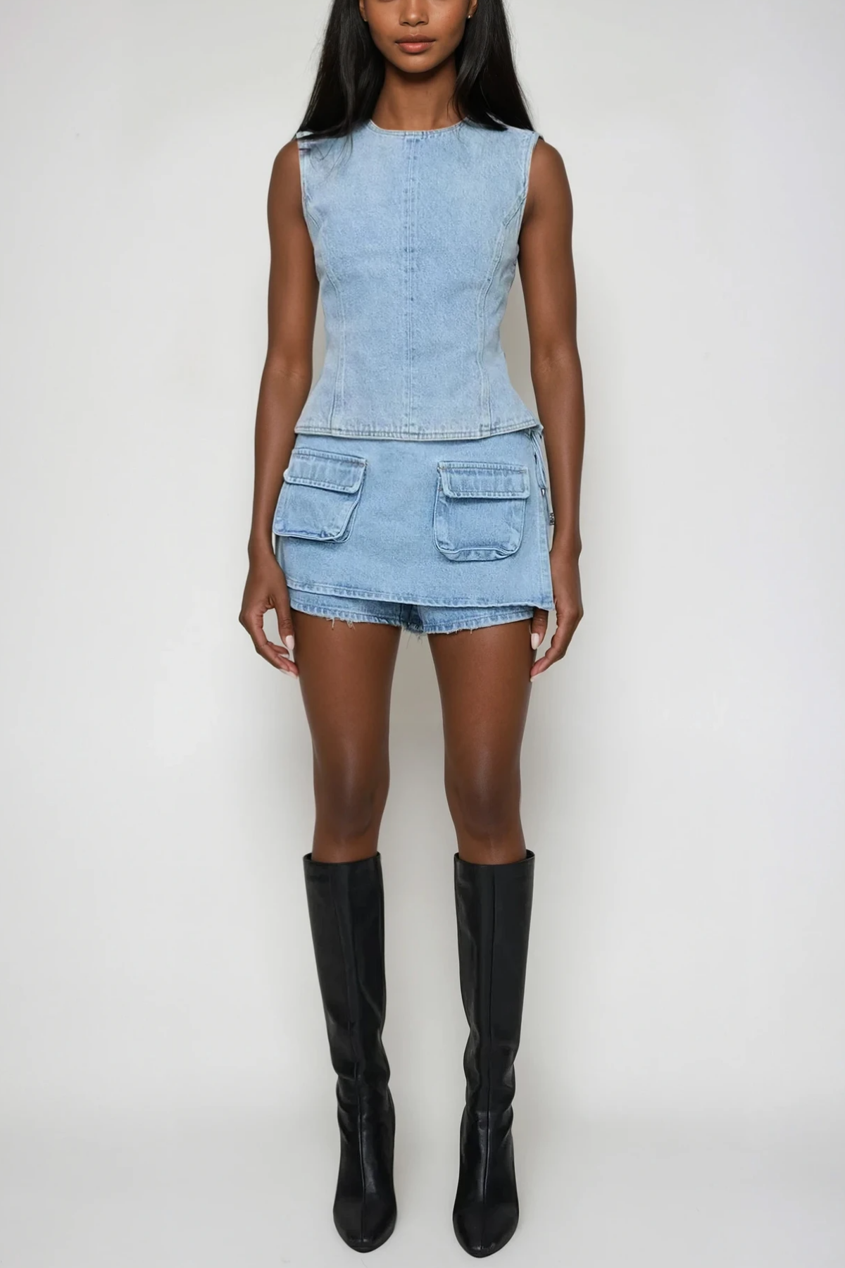 Bartholomeus Cep Deconstruct Denim Mini Etek Açık Mavi
