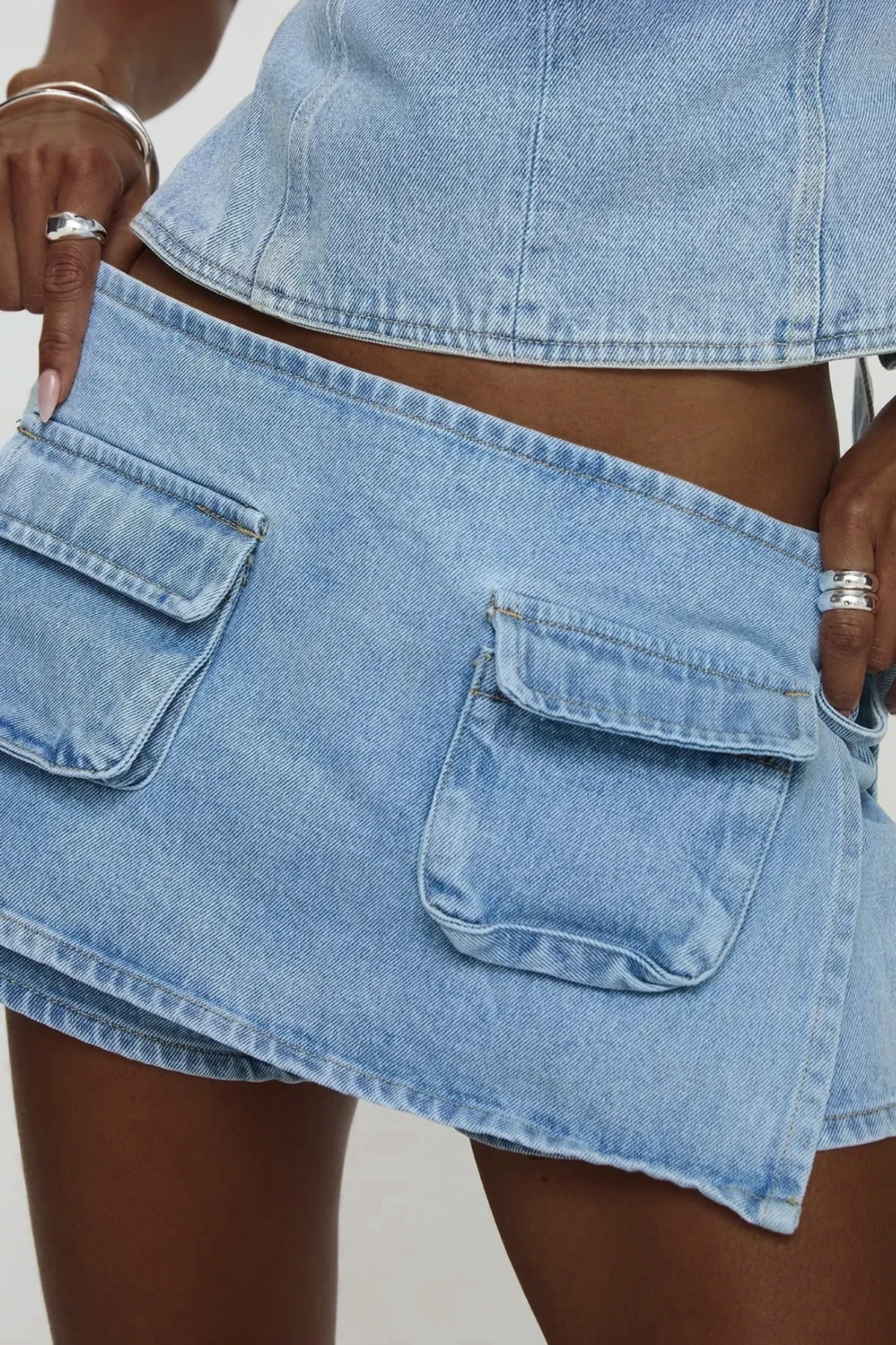 Bartholomeus Cep Deconstruct Denim Mini Etek Açık Mavi