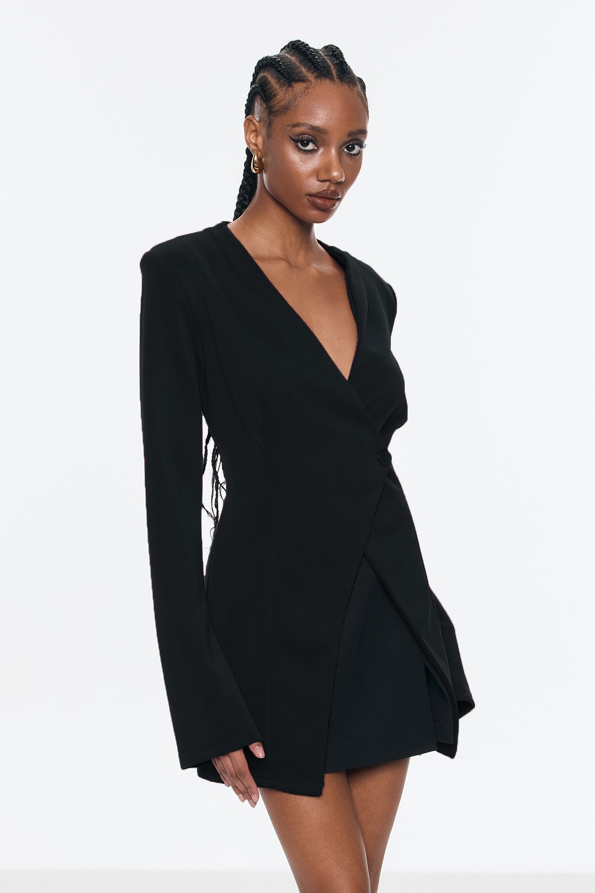 Bellatrix Deconstruct Split Bodycon Blazer Siyah