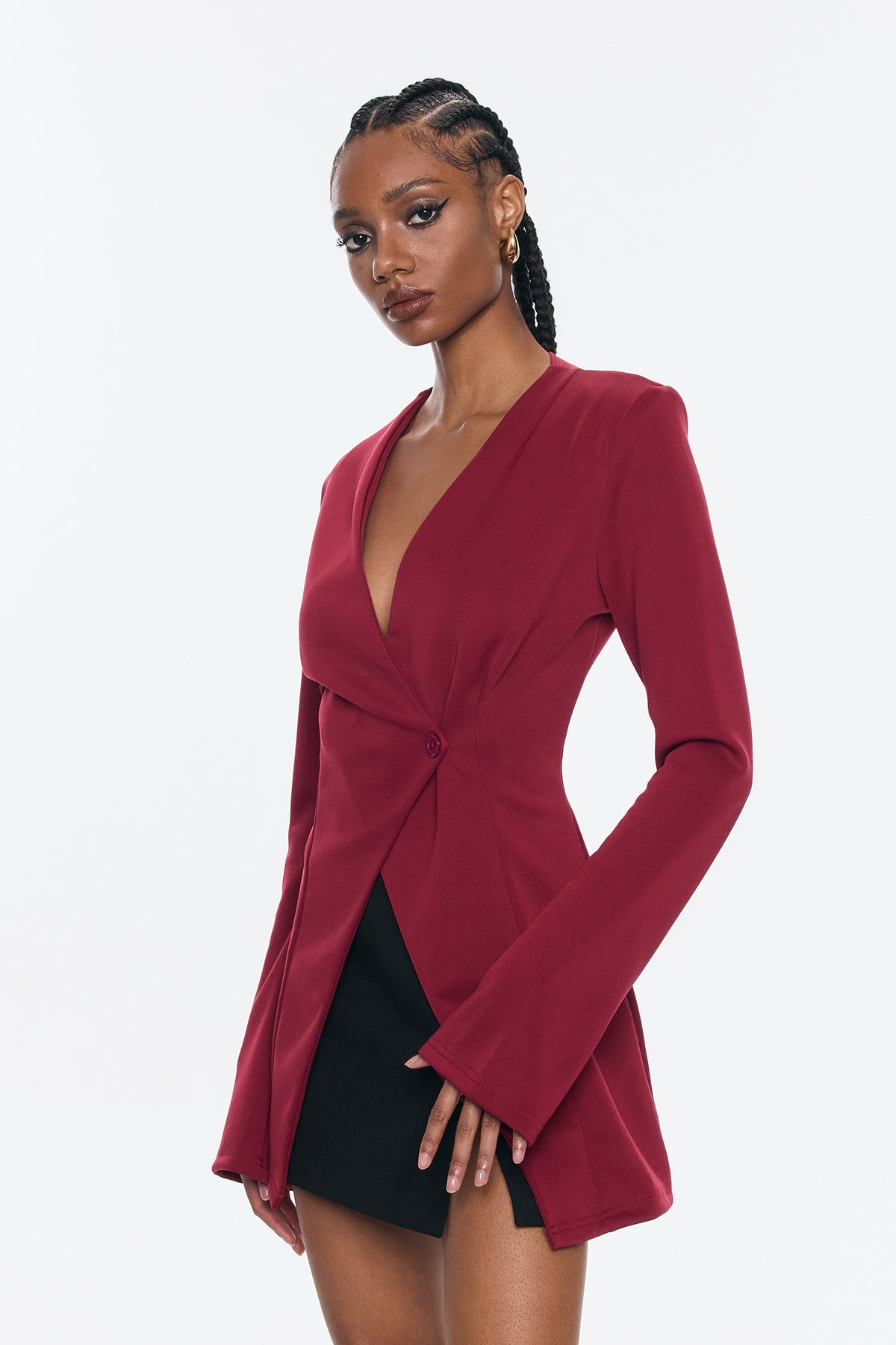 Bellatrix Deconstruct Split Bodycon Blazer Kırmızı