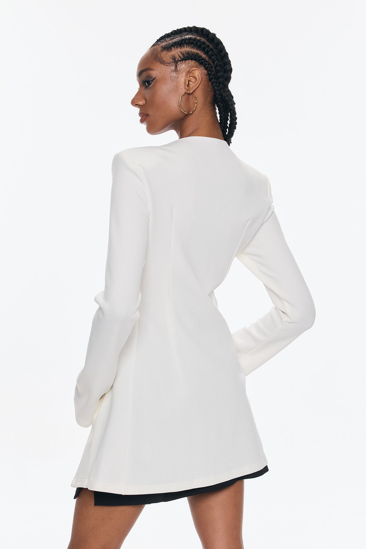 Bellatrix Deconstruct Split Bodycon Blazer Beyaz