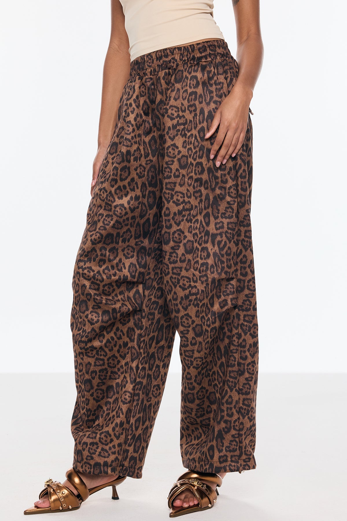 Benicia Süet Leopar Geniş Pantolon