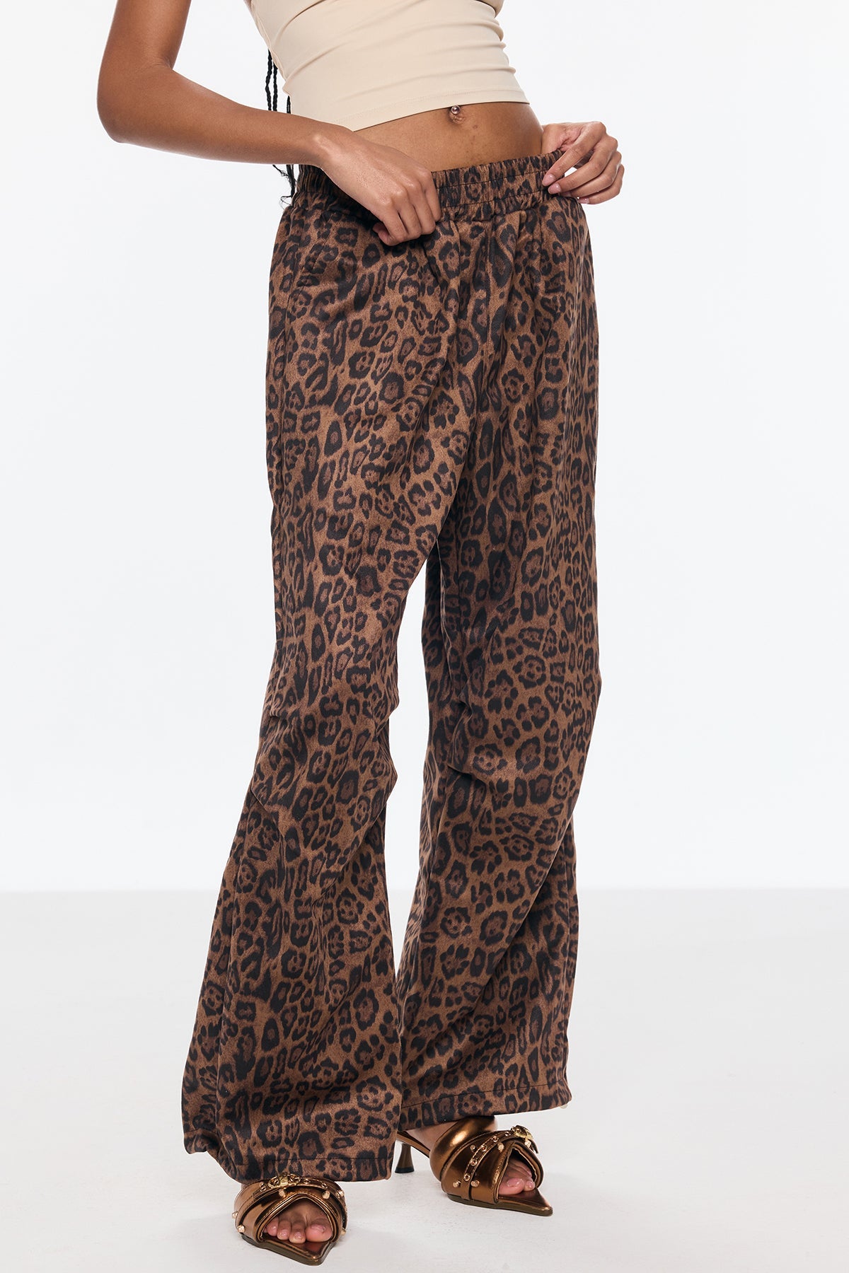 Benicia Süet Leopar Geniş Pantolon