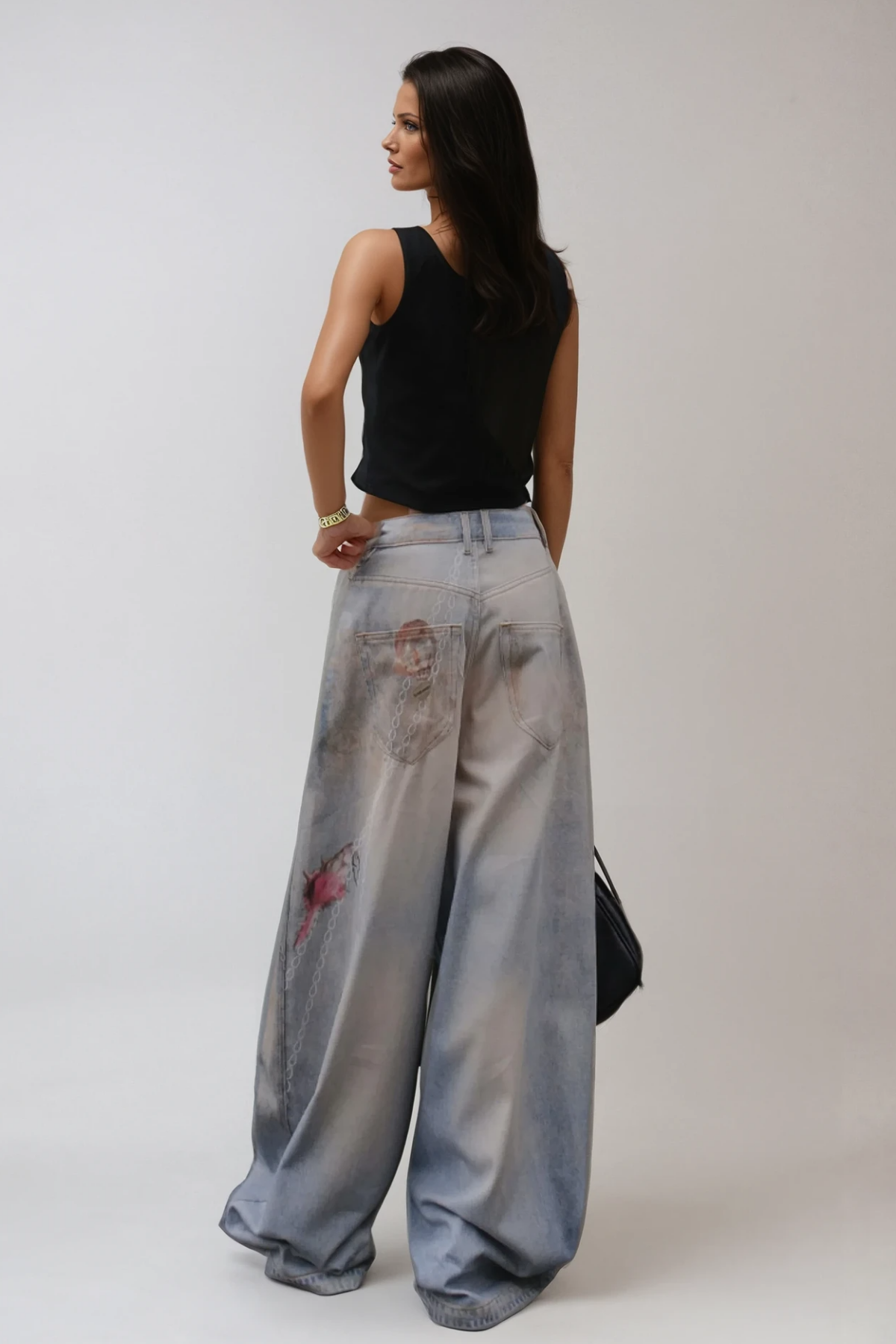 Bernadette Ağartılmış Baskılı Kot Pantolon