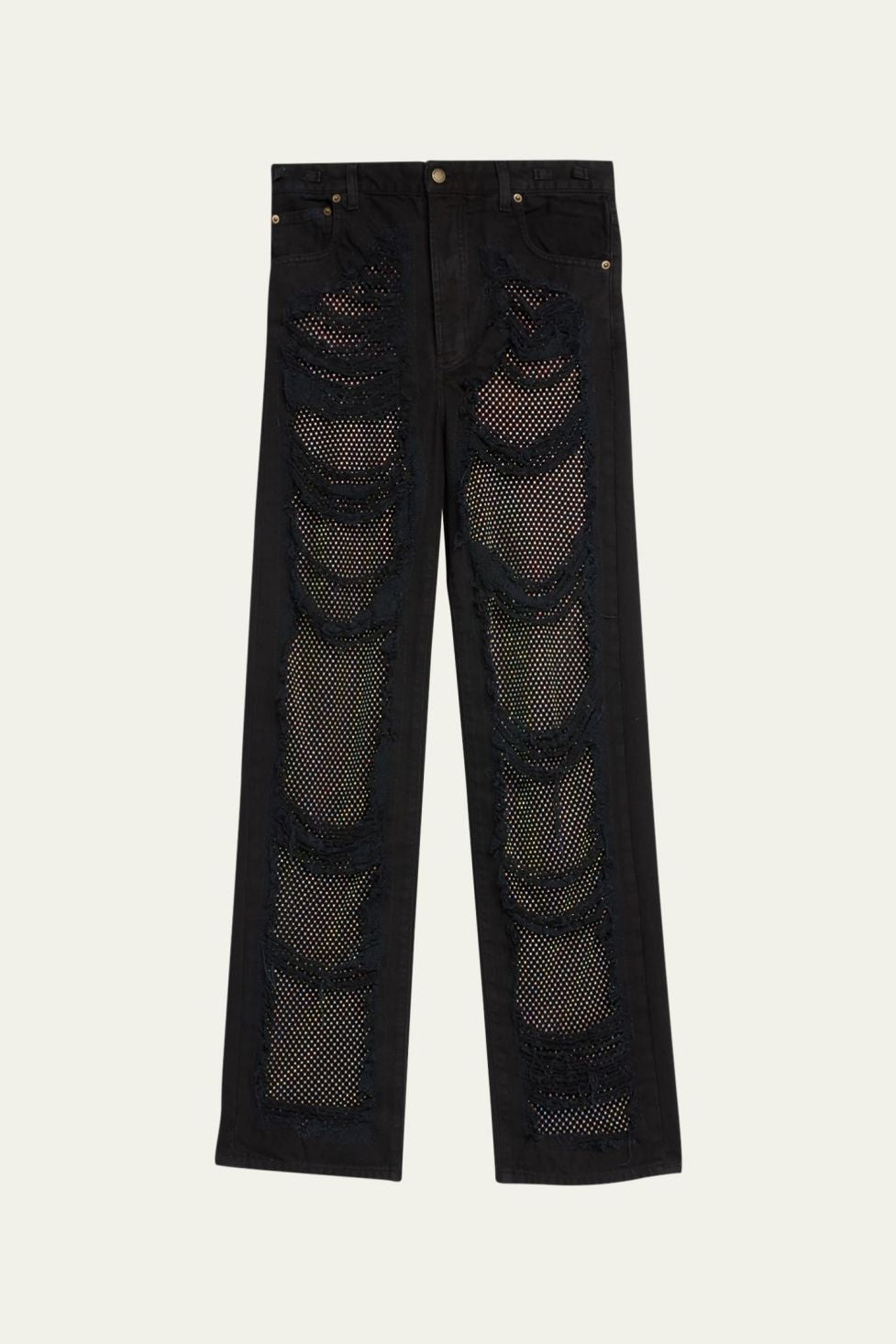 Chloe Mesh Siyah Düz Kot Pantolon