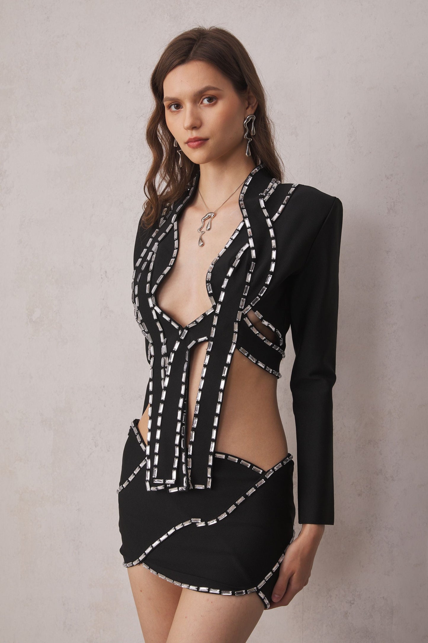 Blake Süslü Bandaj Kısa Blazer Takım