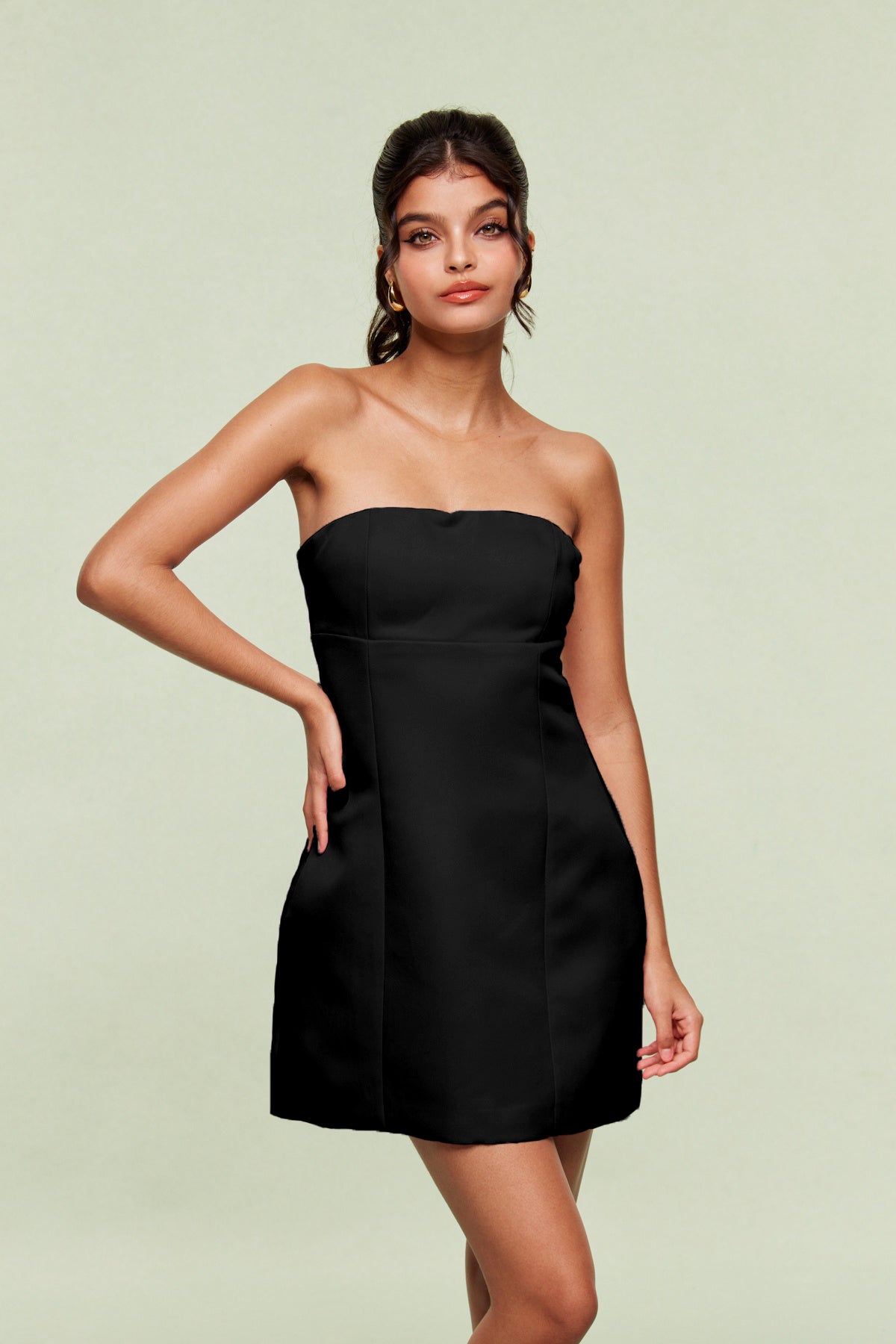 Blanche Straplez Mini Siyah Elbise