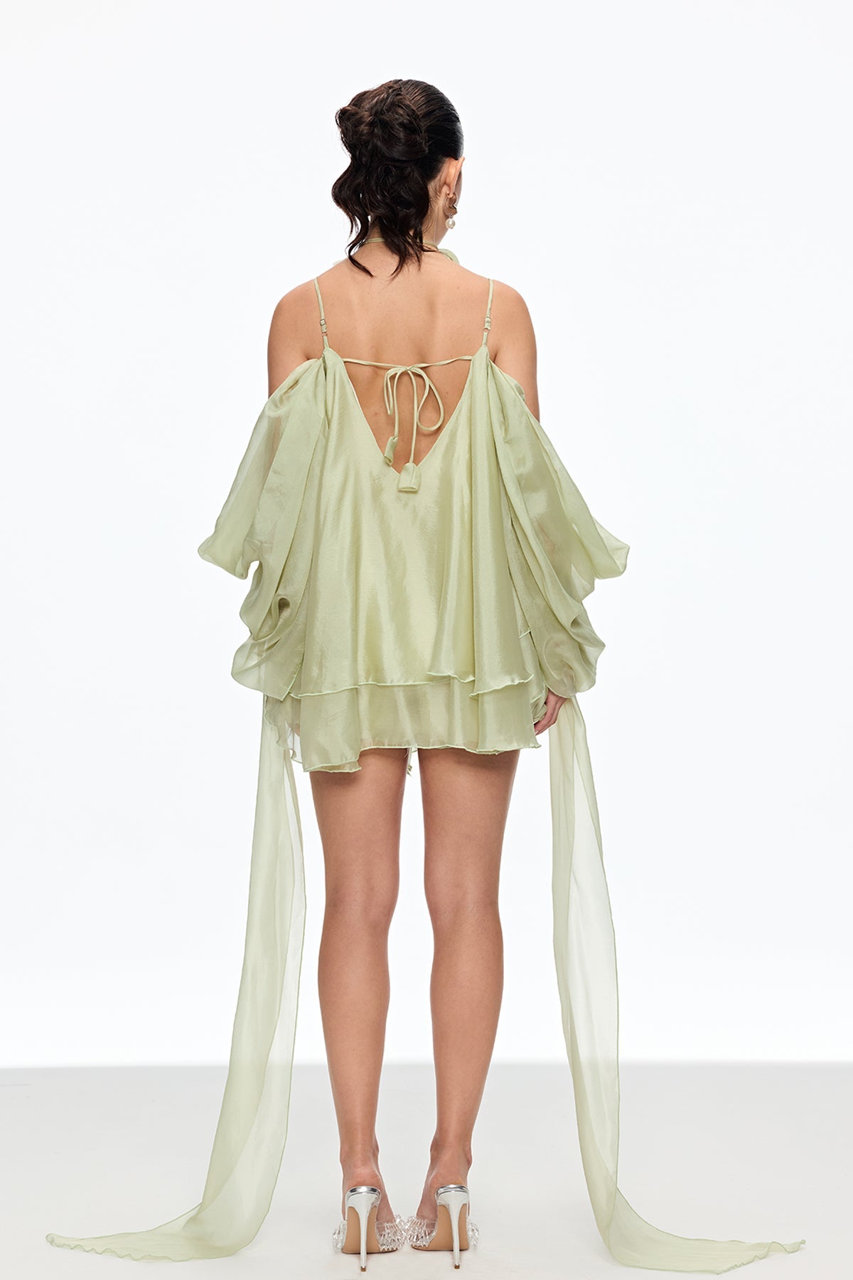 Caetana Ruffle Lace Up Püsküllü Mini Elbise