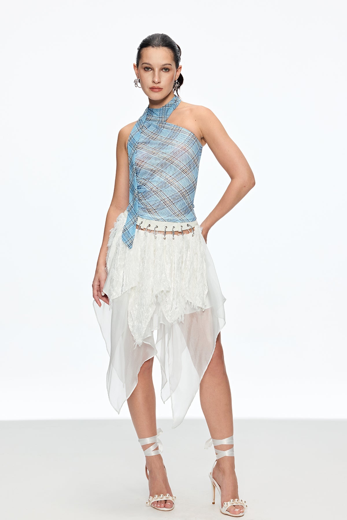 Cainnech Grid Halter Yaka Üst
