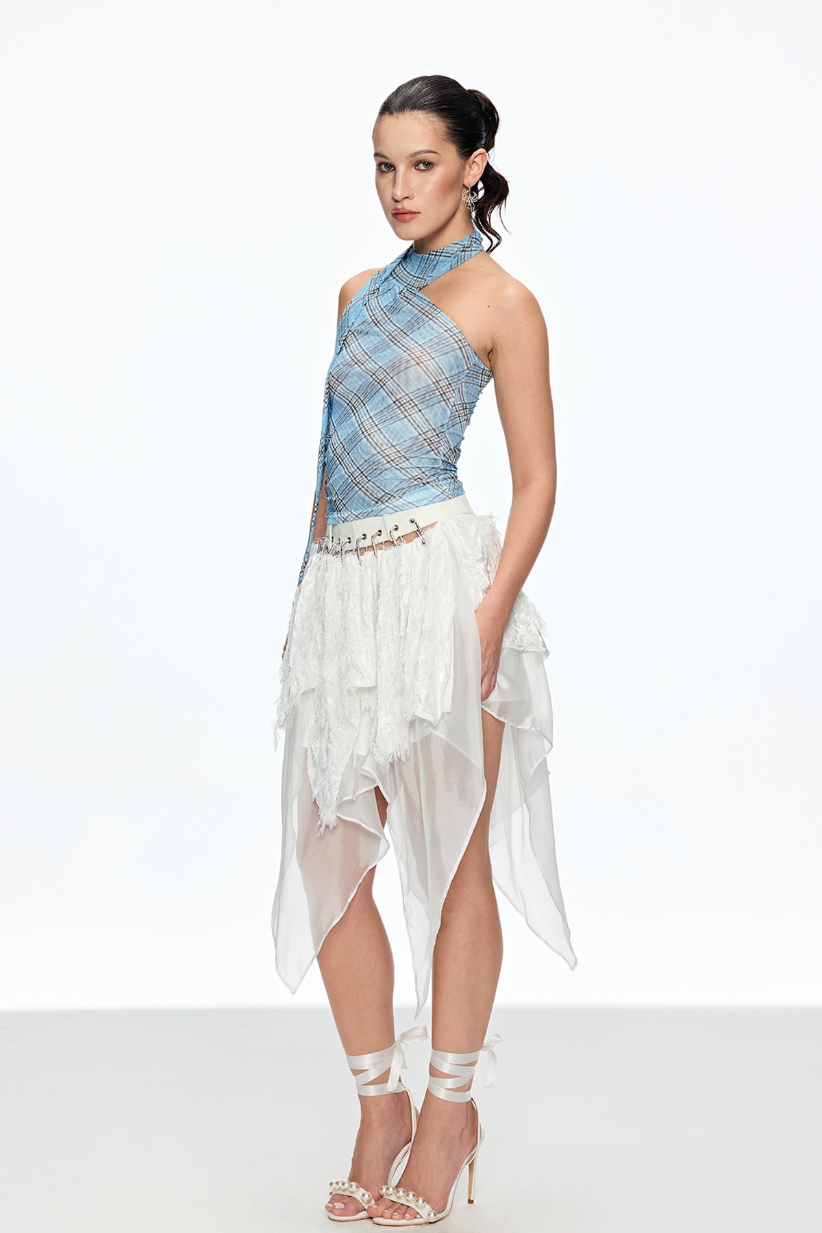 Cainnech Grid Halter Yaka Üst