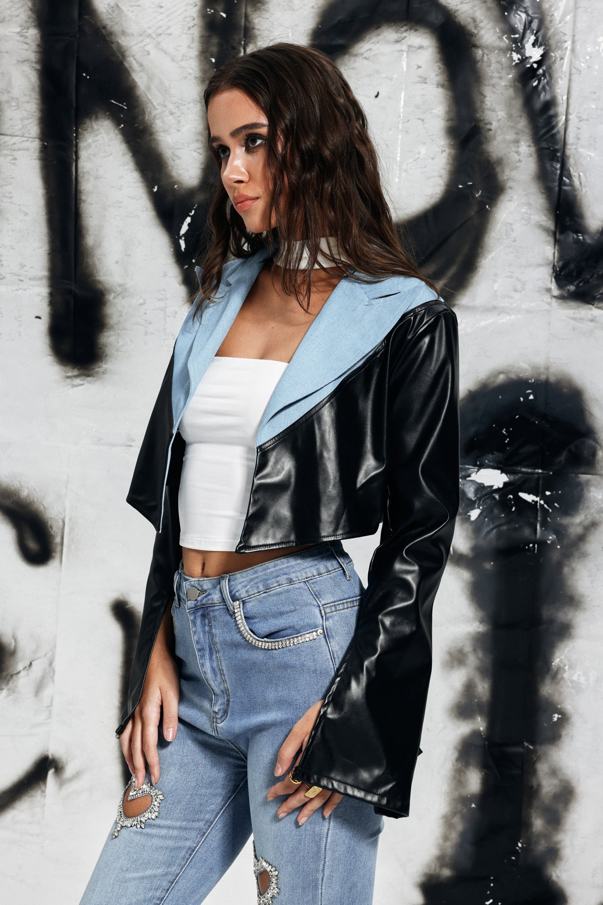 Calloway Denim Deri Kısa Ceket