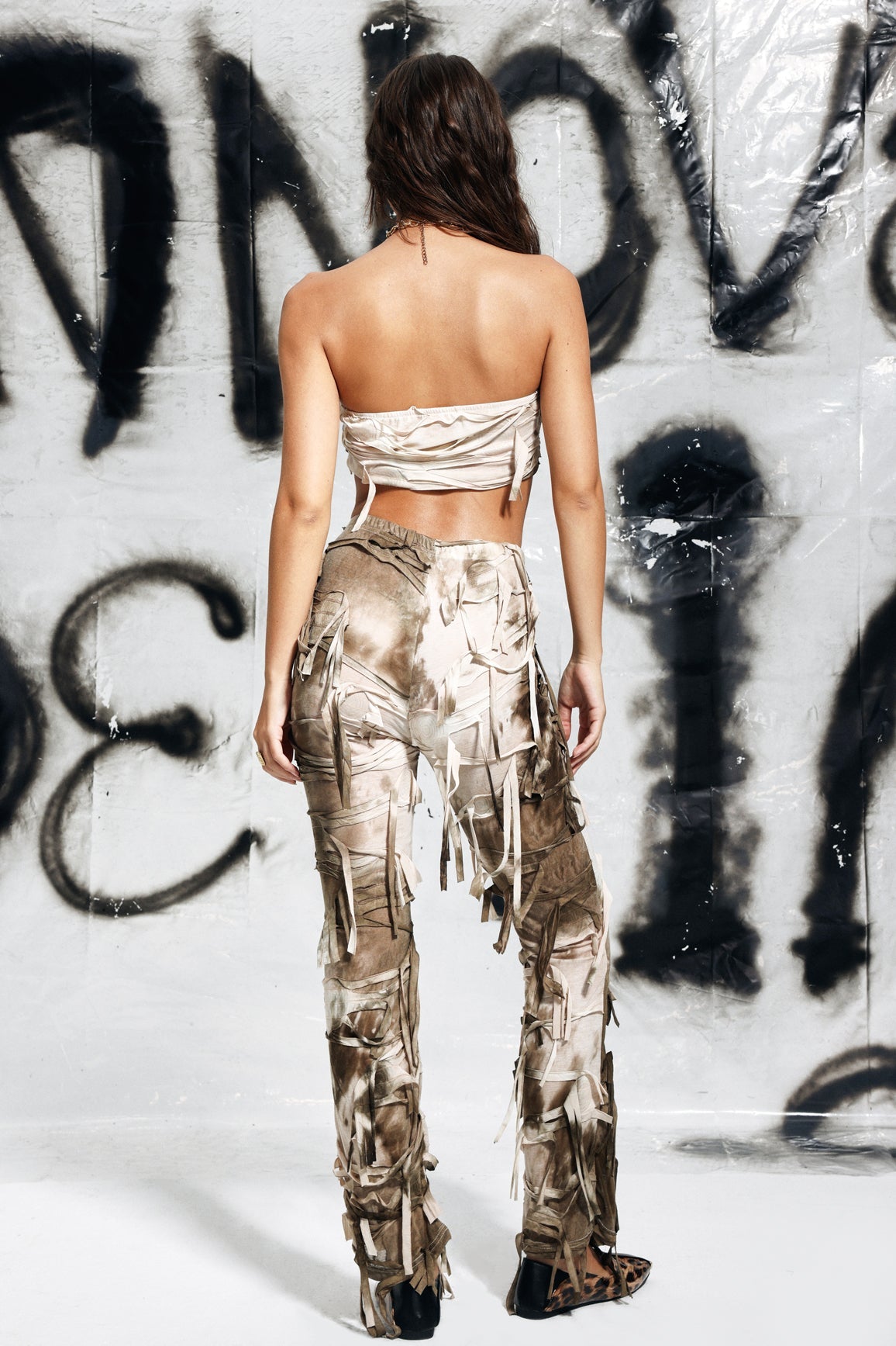 Carrington Batik Saçaklı Pantolon Kayısı Takım