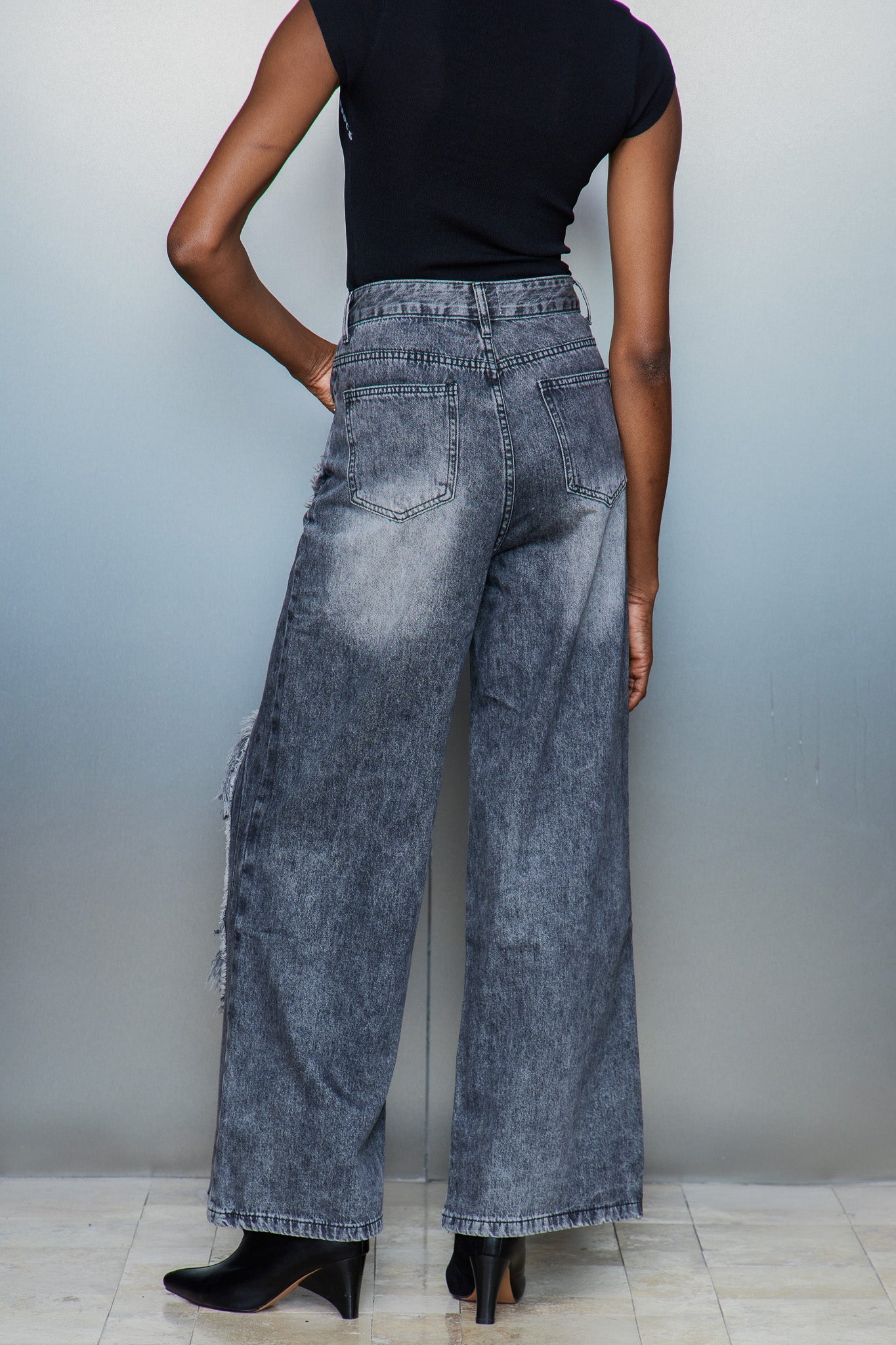 Cas Deconstruct Saçaklı Siyah Kot Pantolon