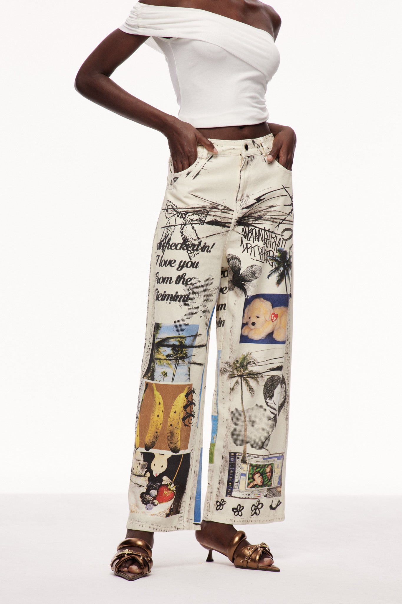 Cayley Baskılı Tie Dye Kot Pantolon