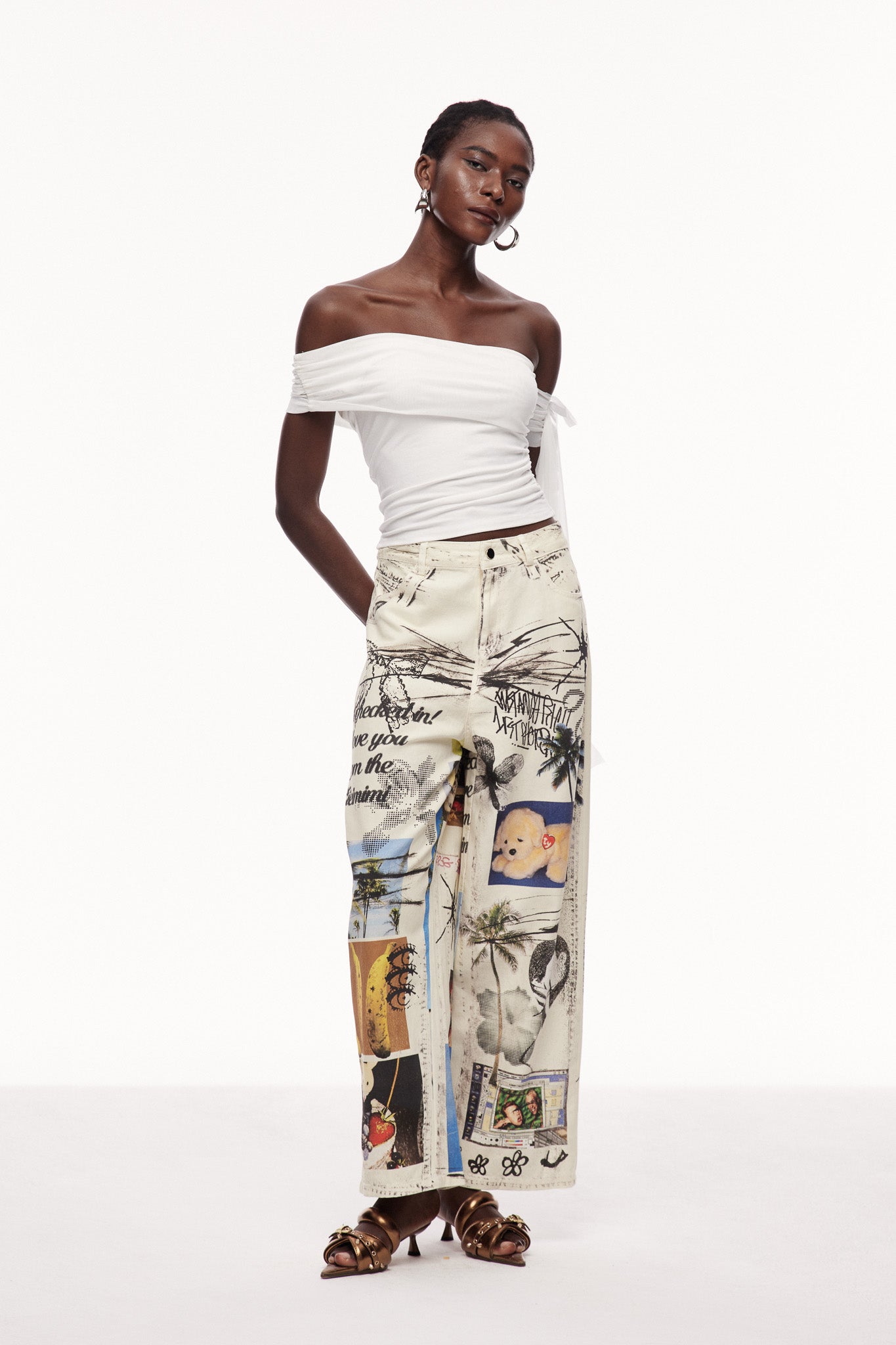 Cayley Baskılı Tie Dye Kot Pantolon