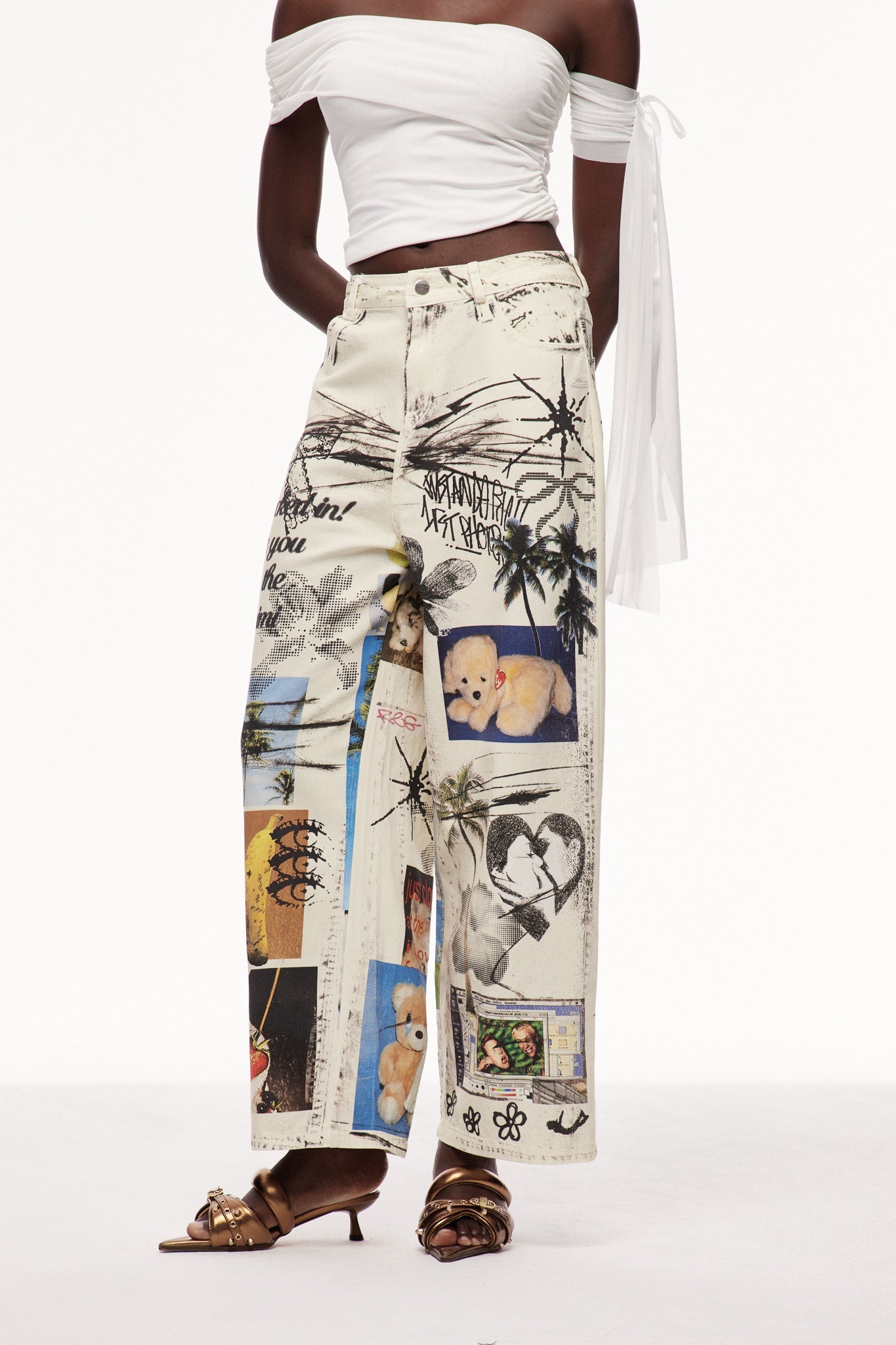 Cayley Baskılı Tie Dye Kot Pantolon