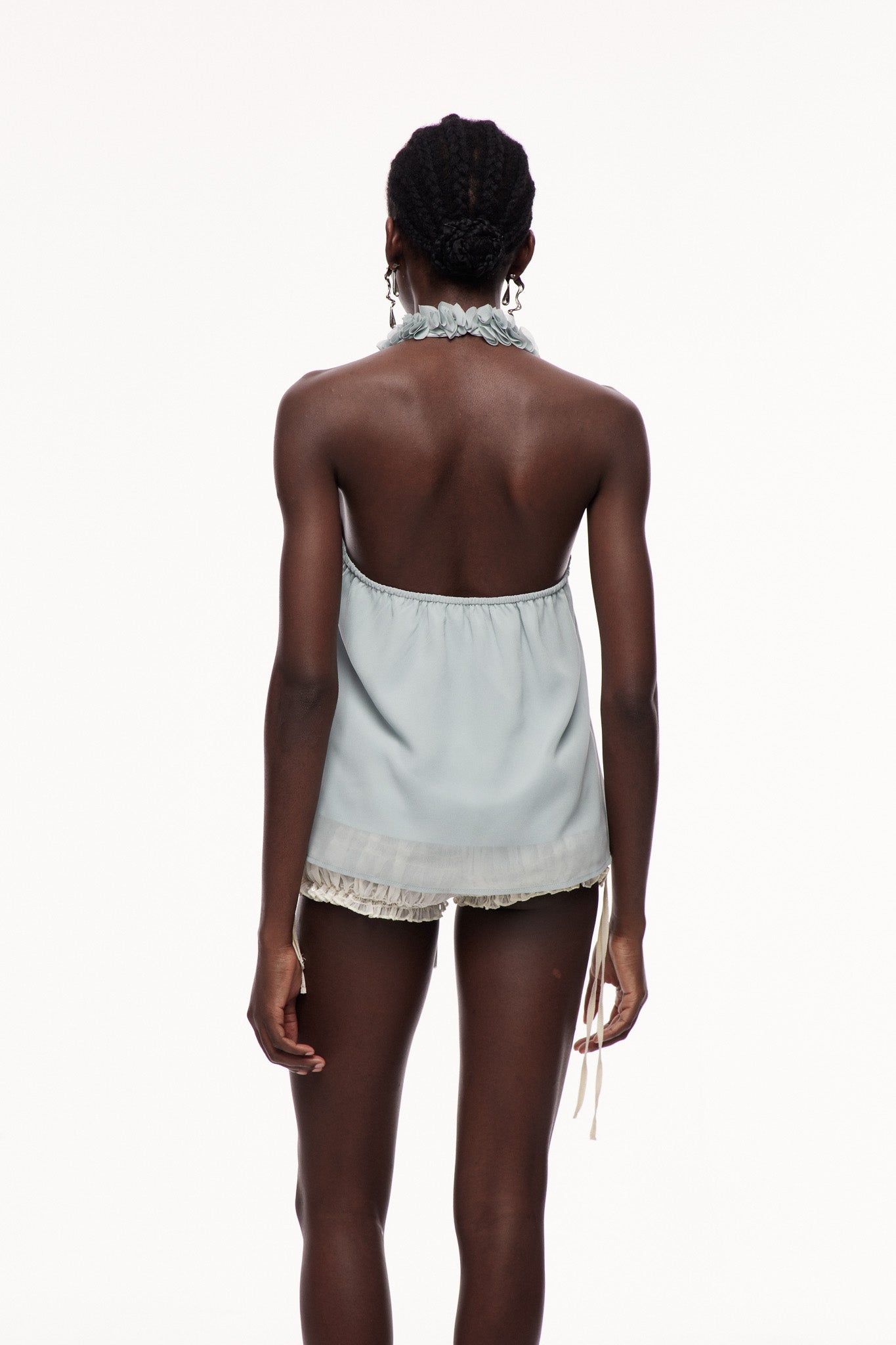 Cedric Ruffle Cutout Halter Yaka Üst
