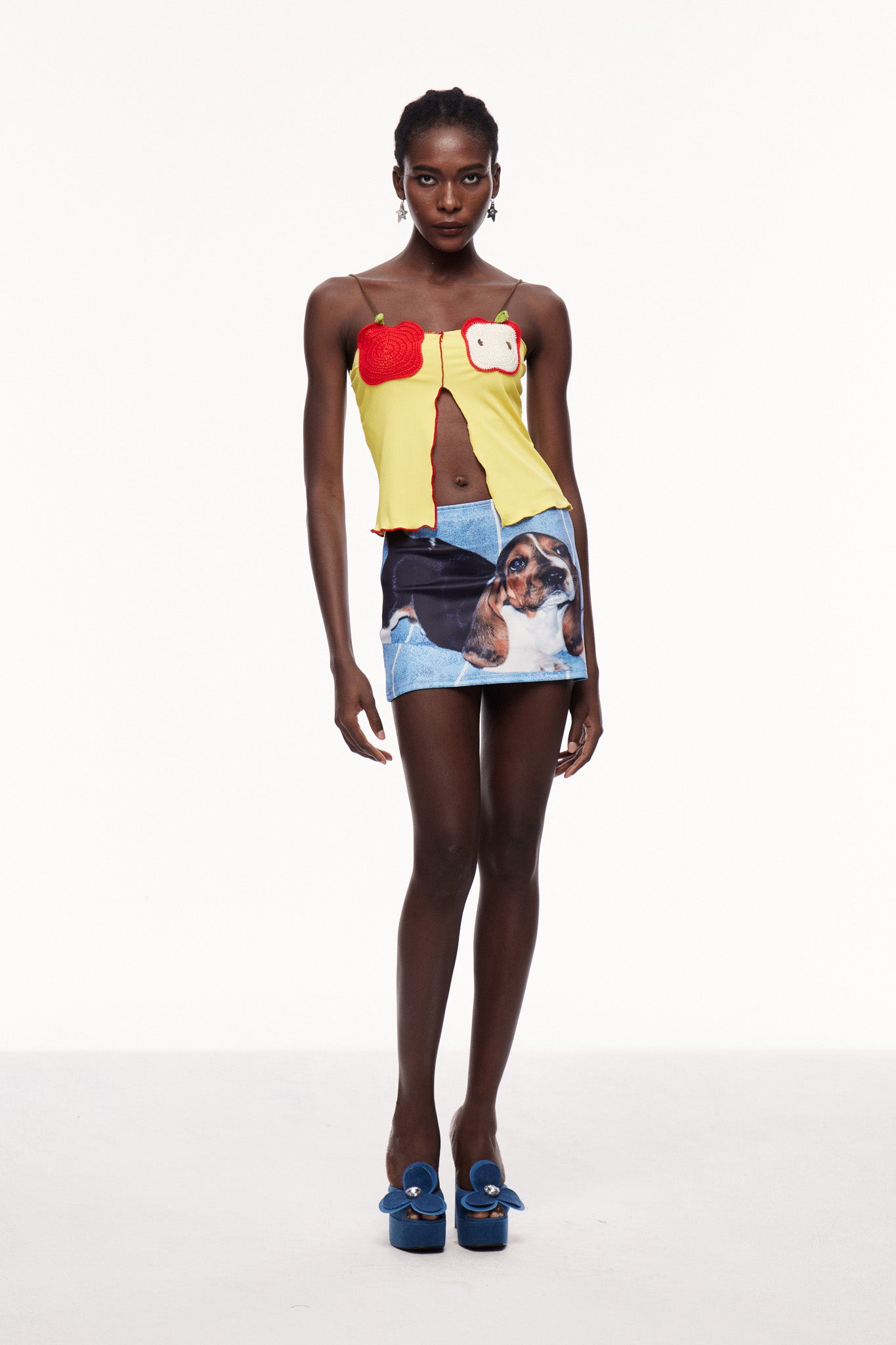 Celia Baskılı Kot Mini Etek