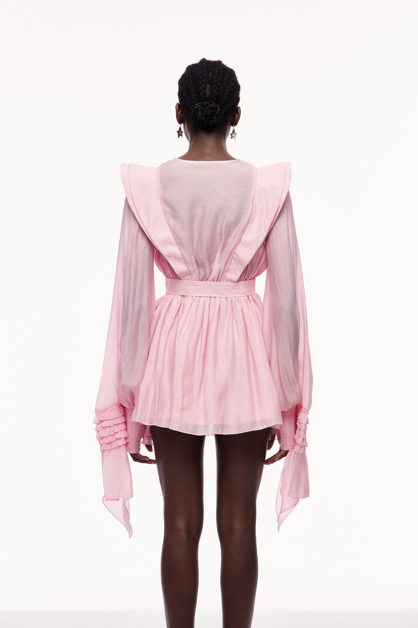 Pembe Celsus Volanlı Mini Elbise