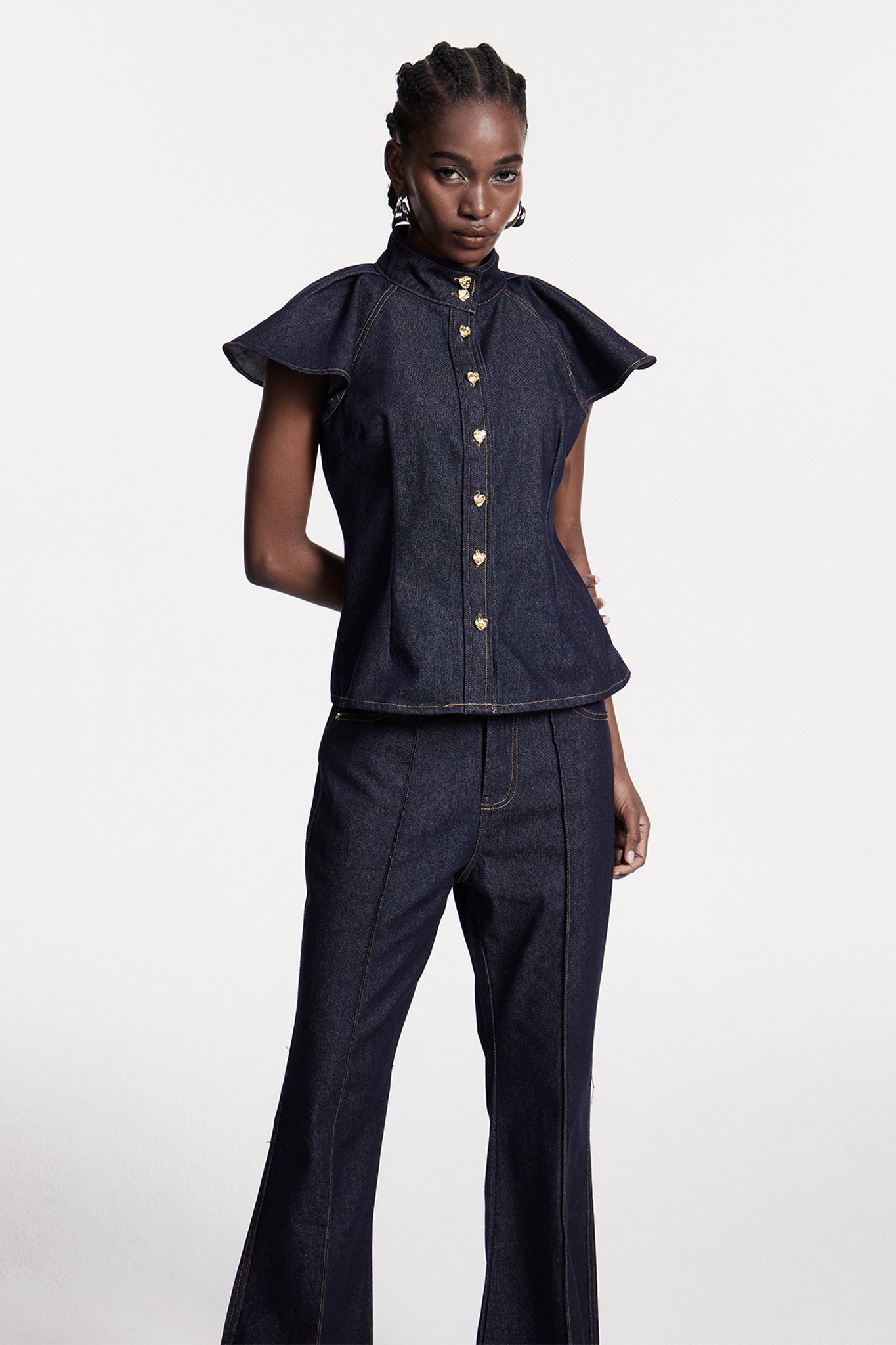 Chrestos Ruffle Denim Pantolon Takımı