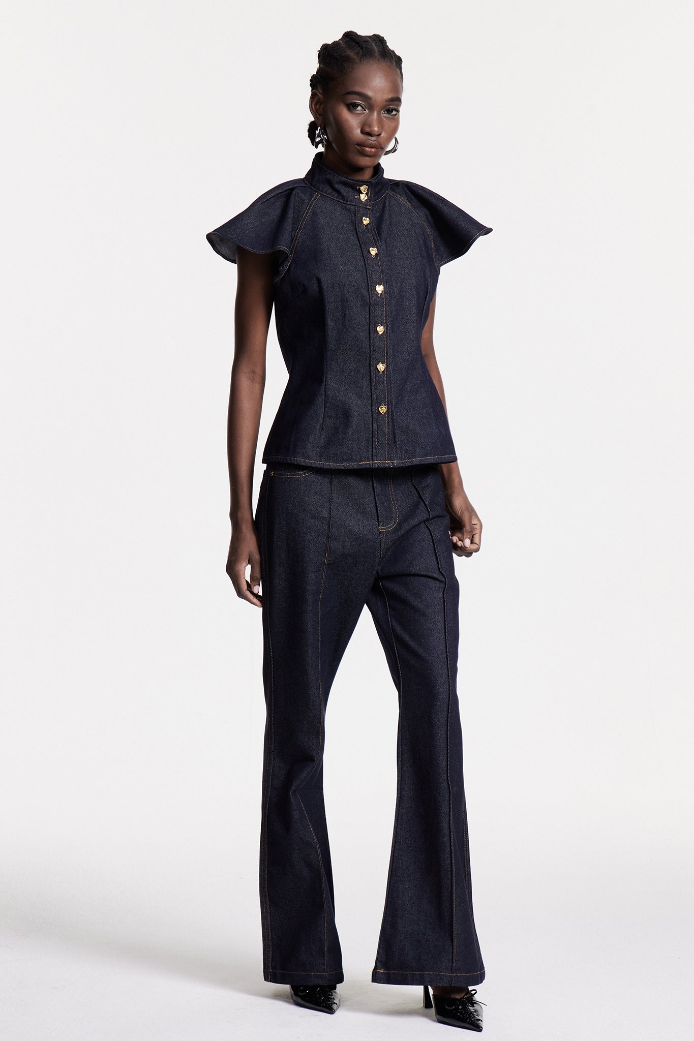 Chrestos Ruffle Denim Pantolon Takımı