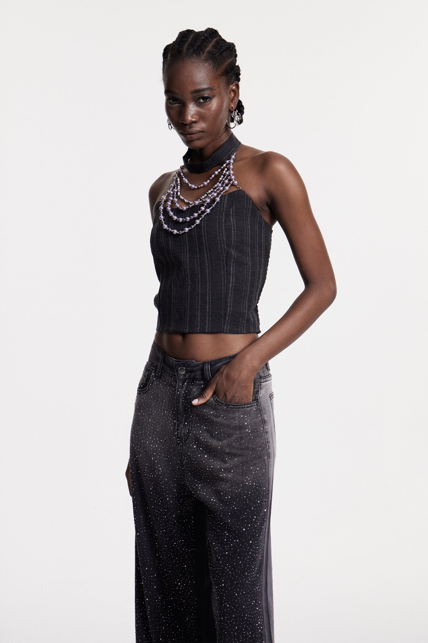 Christin Pearl Halter Yaka Üst