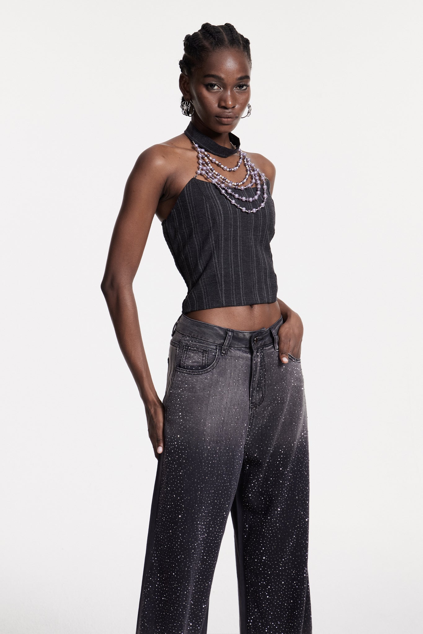 Christin Pearl Halter Yaka Üst