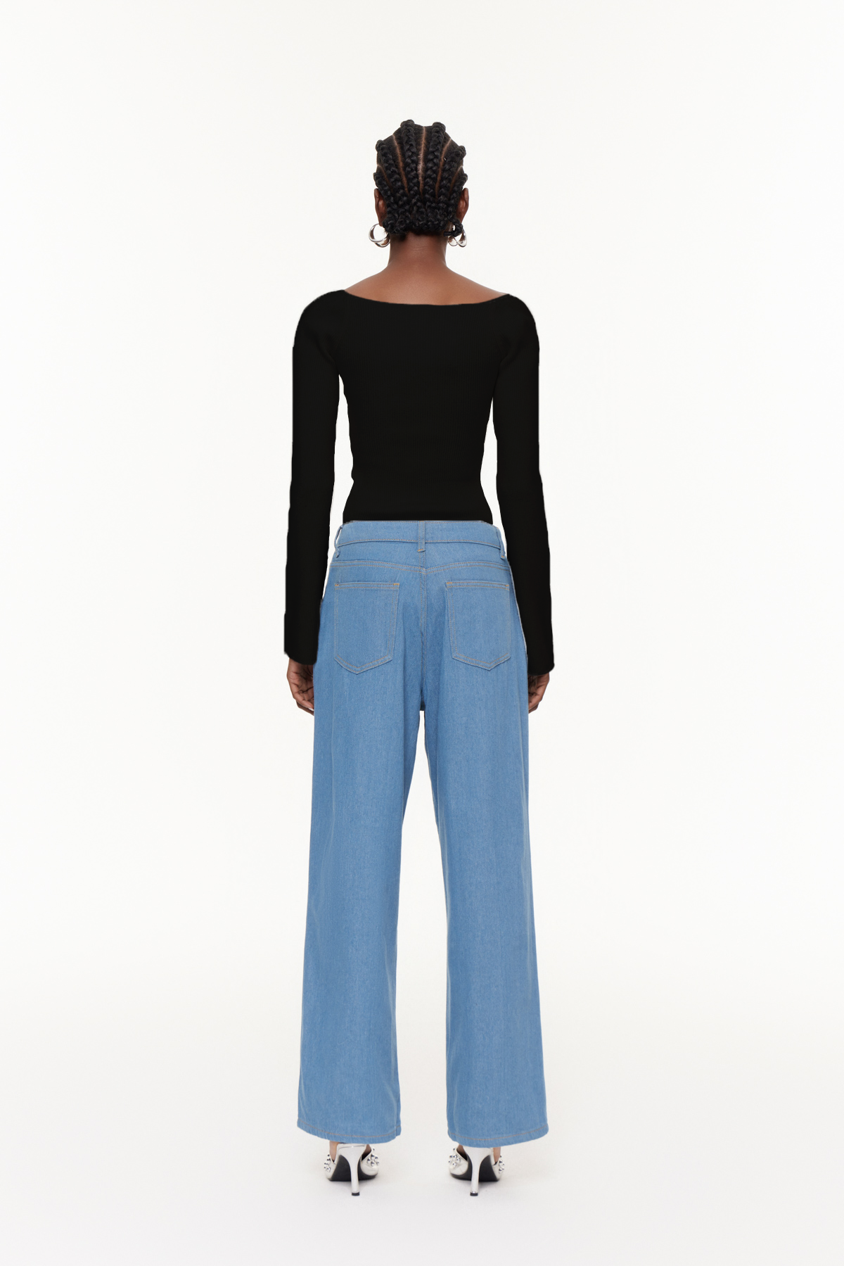 Cindi Siyah Uzun Kollu Dar Örgü Üst