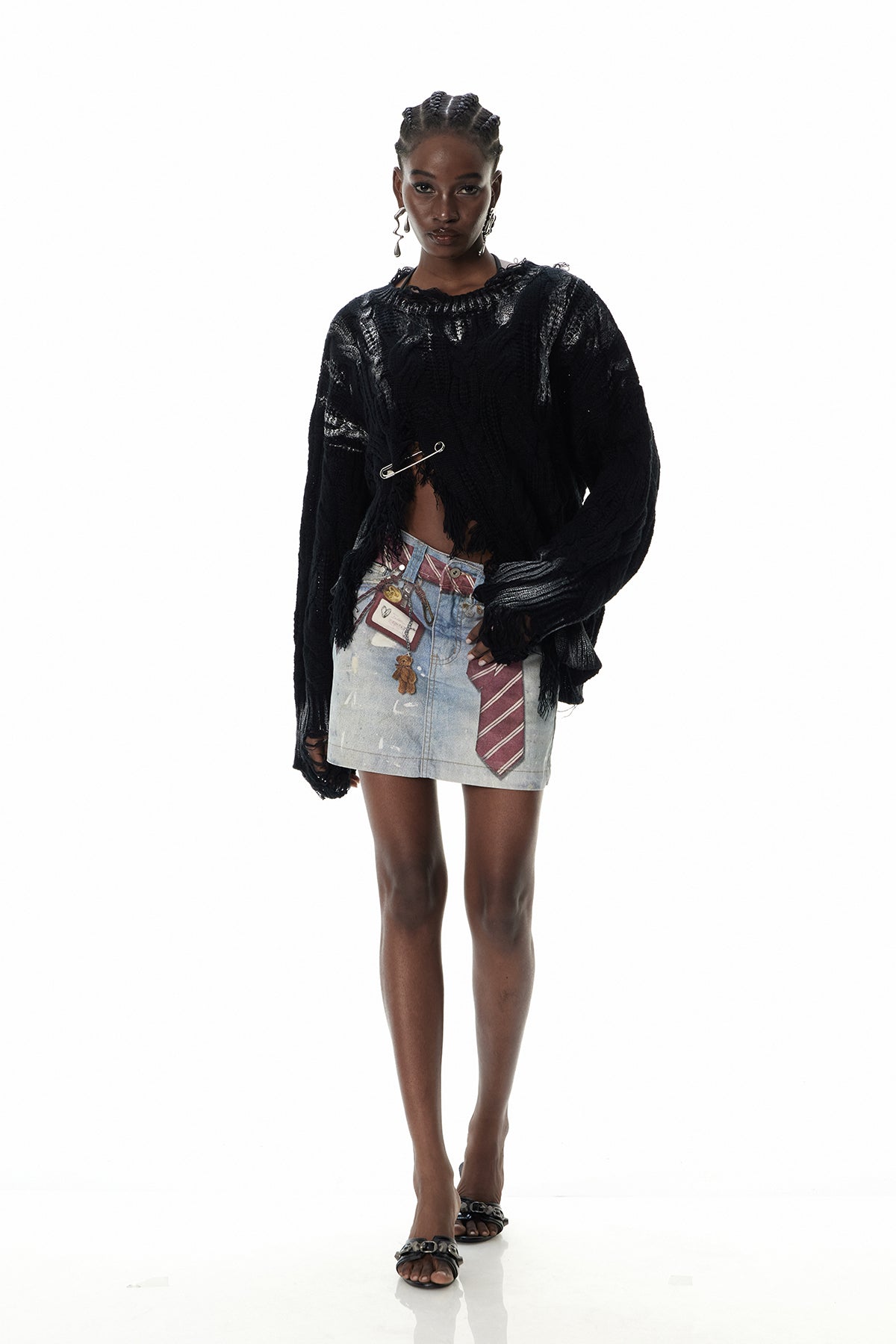 Cumhur Baskılı Kot Mini Etek