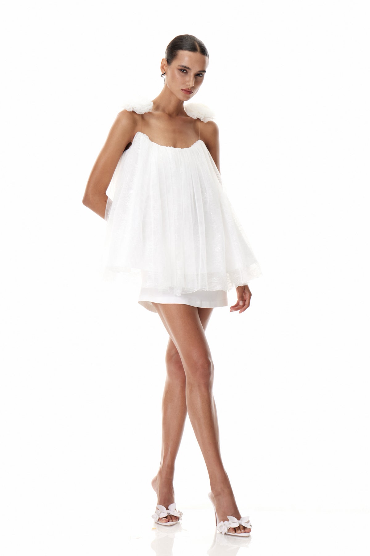 Daiki Çiçek Dantel File Mini Elbise