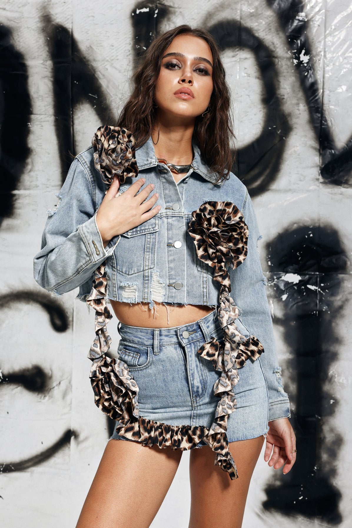 Darcy Çiçek Saçaklı Denim Ceket