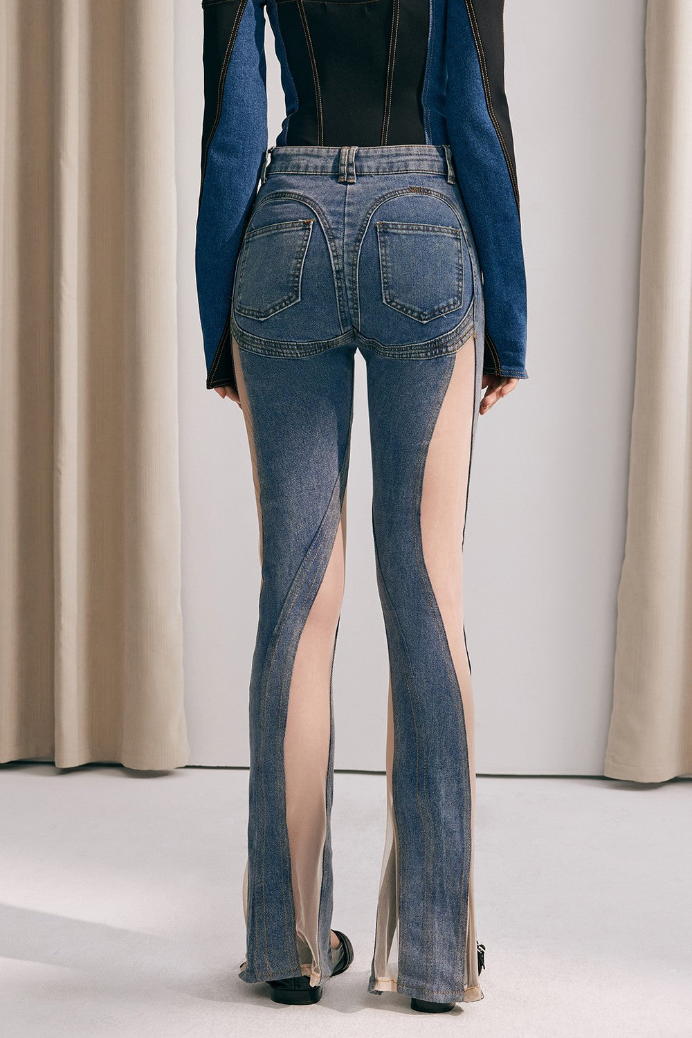 Delilah Yüksek Bel Fileli Skinny Jeans